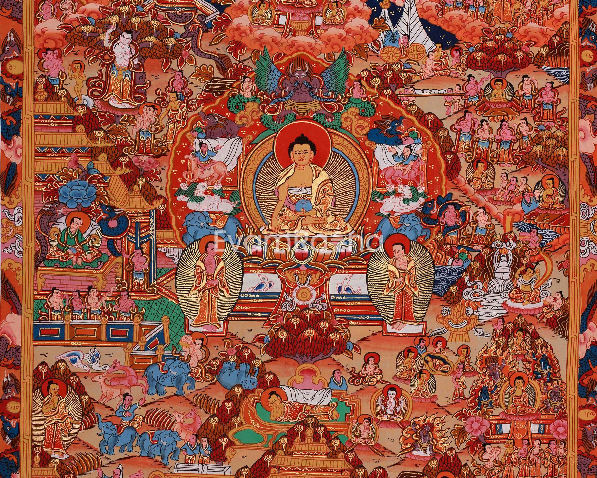Divine Buddha Life Story Thangka | Siddhartha Gautama | Spiritual Journey Toward Enlightenment