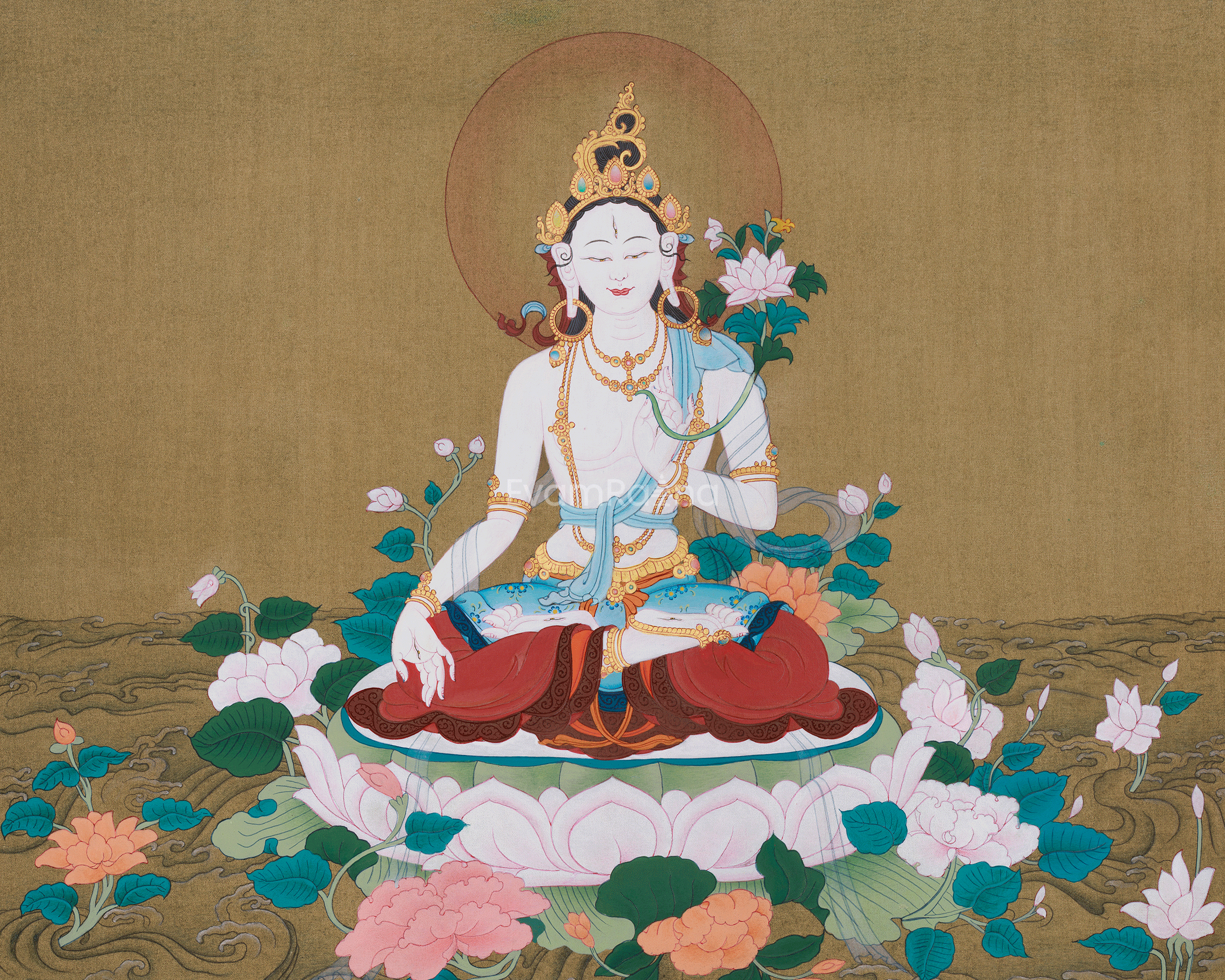 Traditional White Tara Painting | Goddess of Longevity and Healing