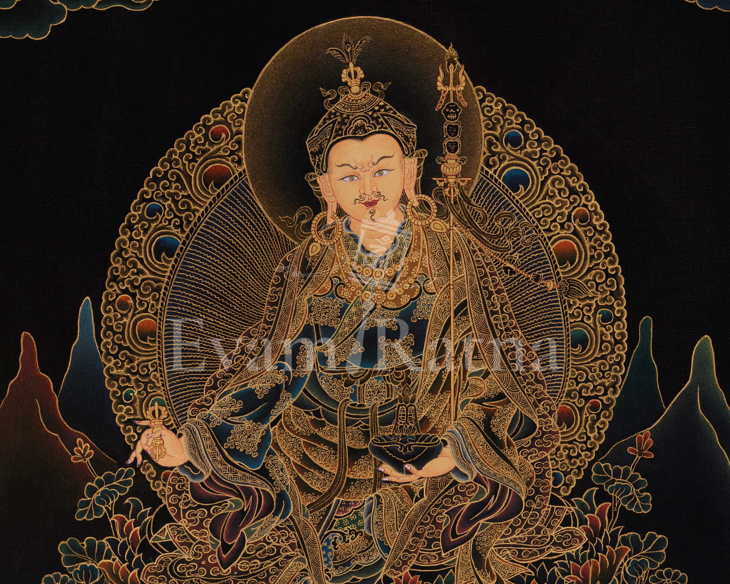 Guru Rinpoche Meditation Art | Tibetan Buddhist Master | Profound Wisdom Deity