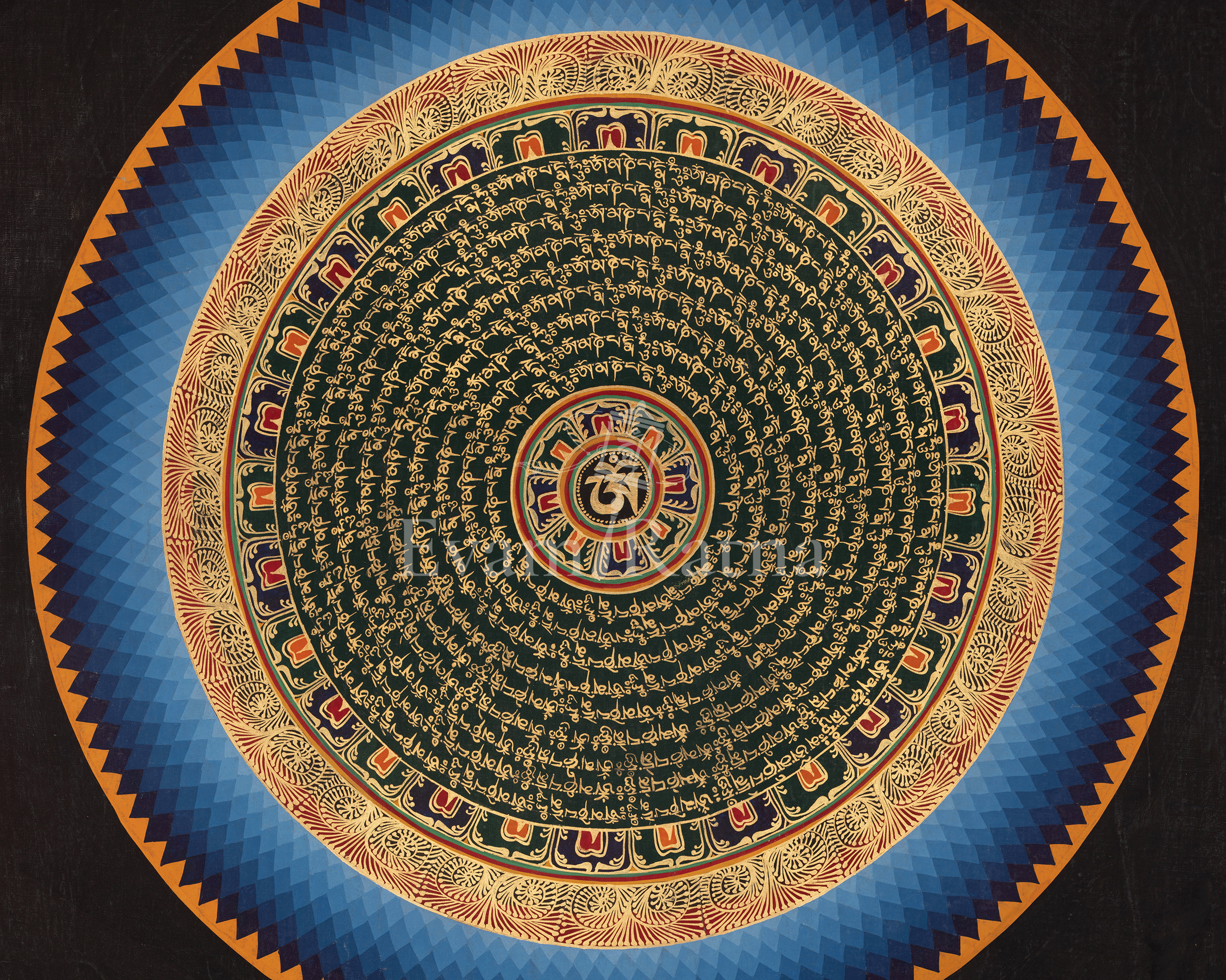 Mantra Mandala Spiritual Thangka | Sacred Mantras and Meditation Altar