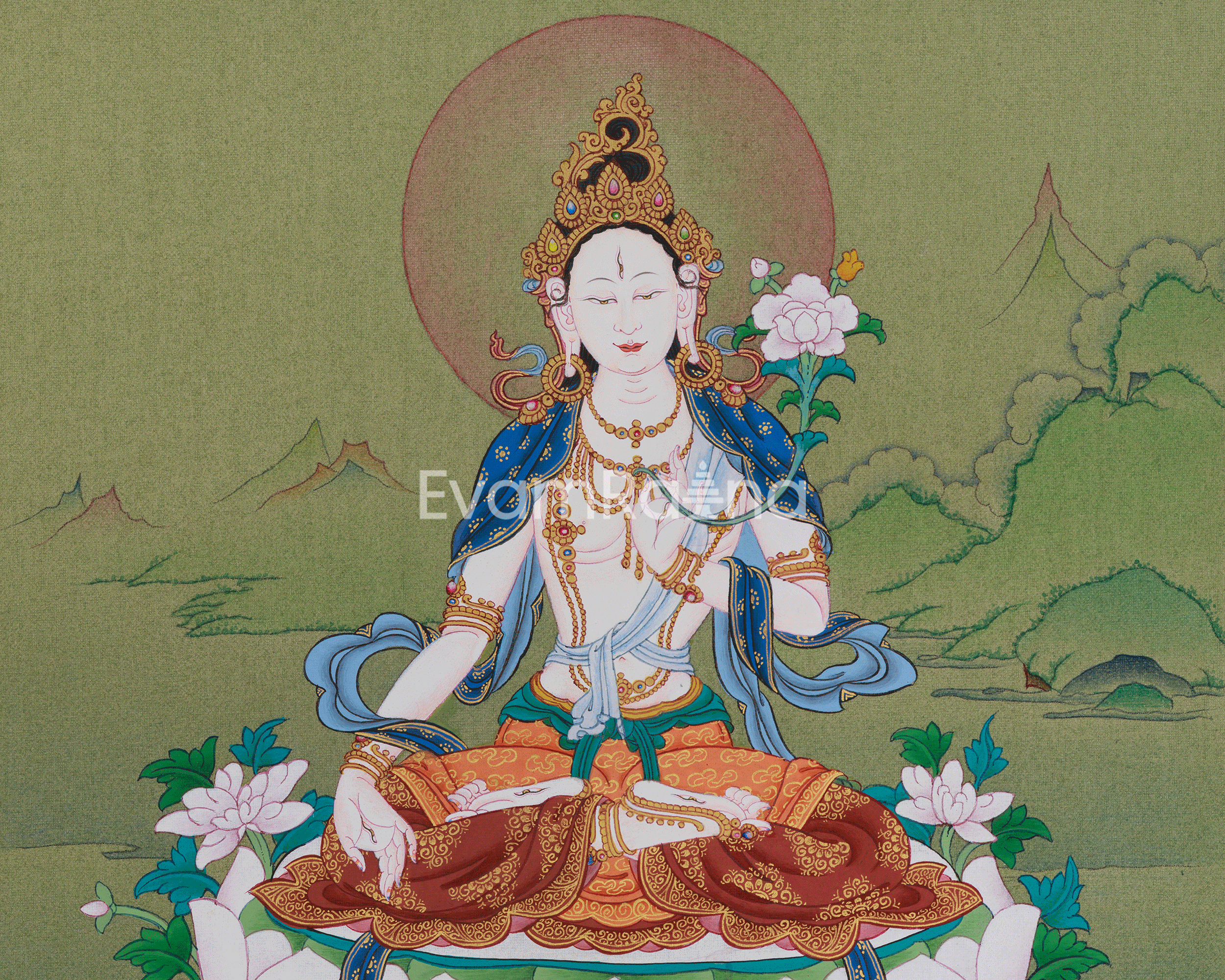 White Tara Bodhisattva of Longevity Thangka | Healing Deity