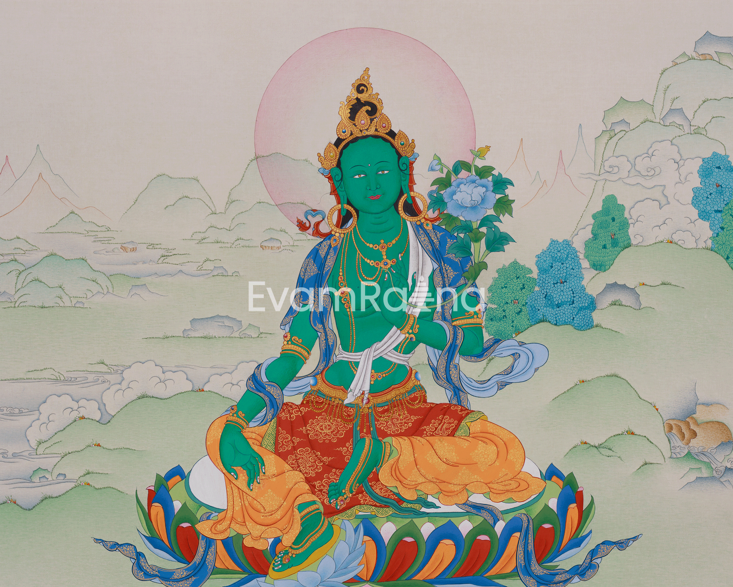 Spiritual Bodhisattva Green Tara Thangka | Mother of Liberation