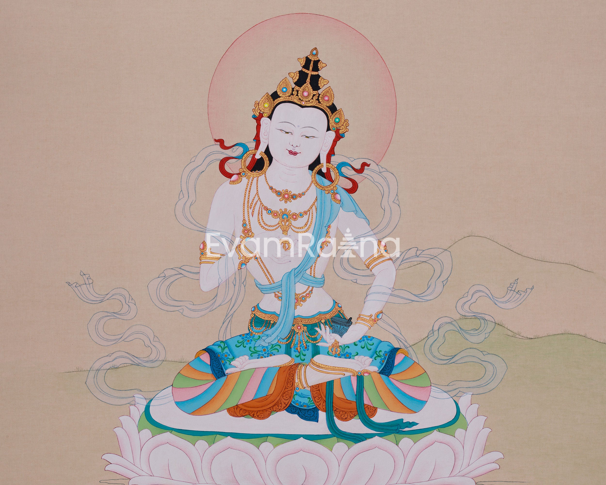 Tibetan Buddhist Vajrasattva Thangka | Embodiment of Purification and Enlightenment