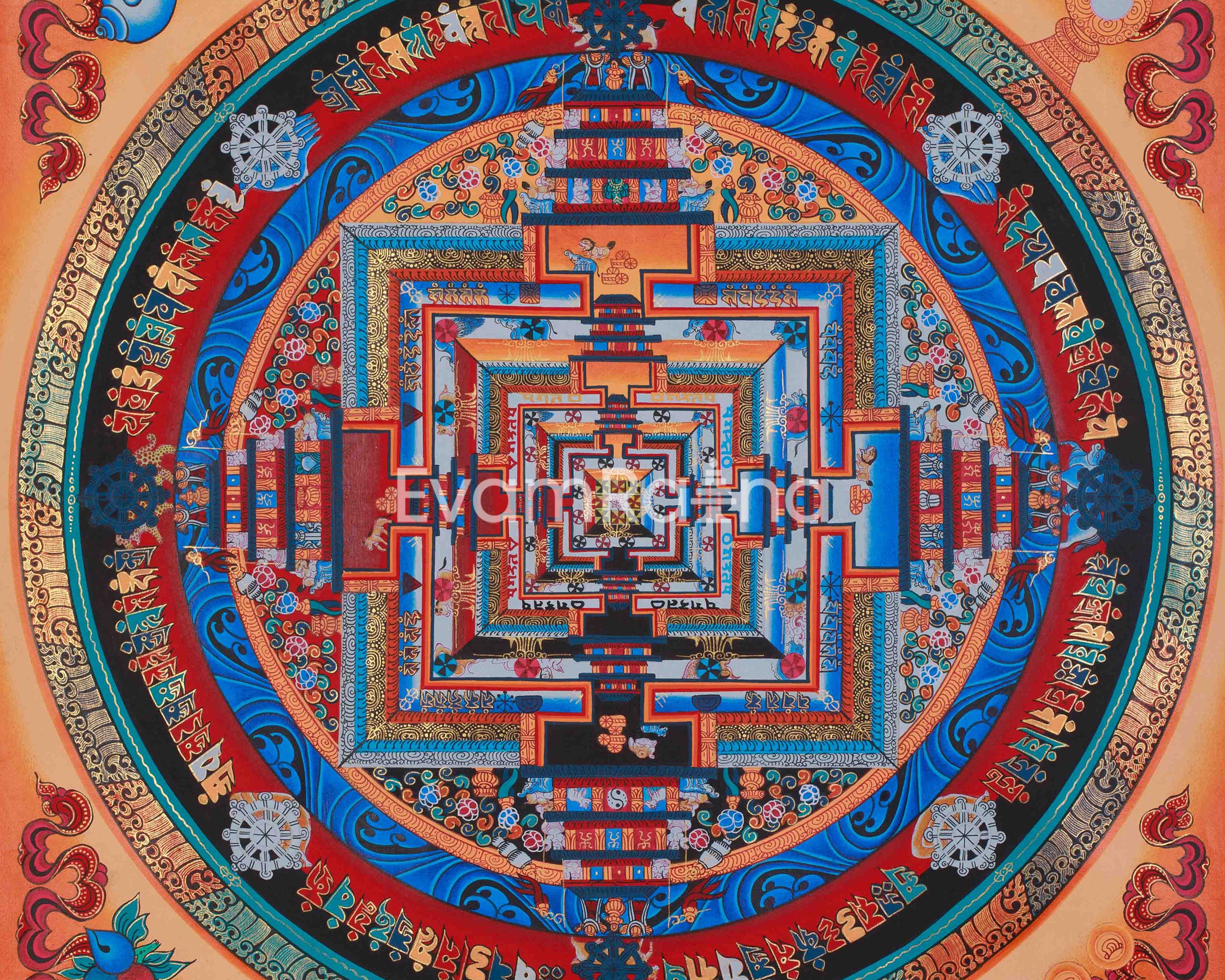 Vajrayana Kalachakra Mandala Art | Wheel of Time Buddhist Thangka