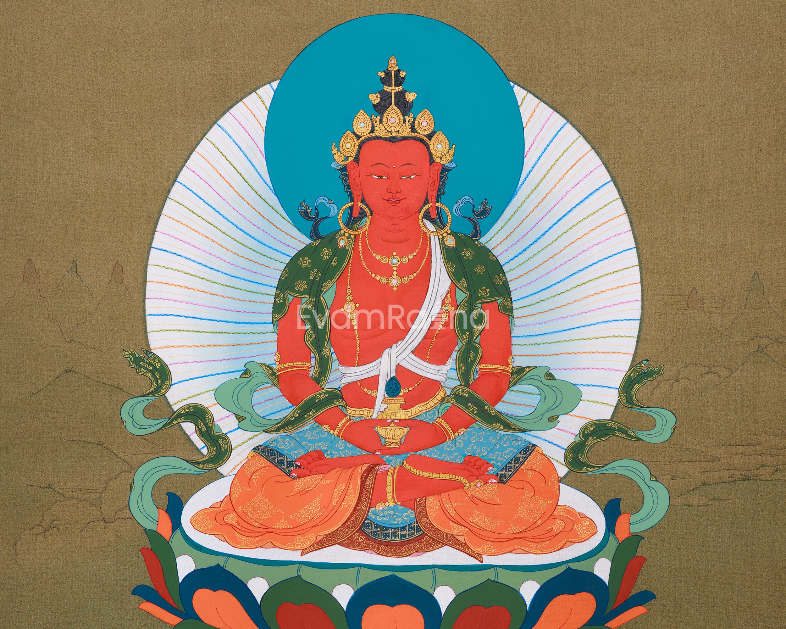 Traditional Buddha Amitayus Painting | Long Life Buddha