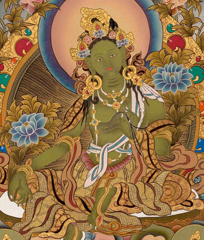 Green Tara Tibetan Thangka Painting | Wall Hanging Decor
