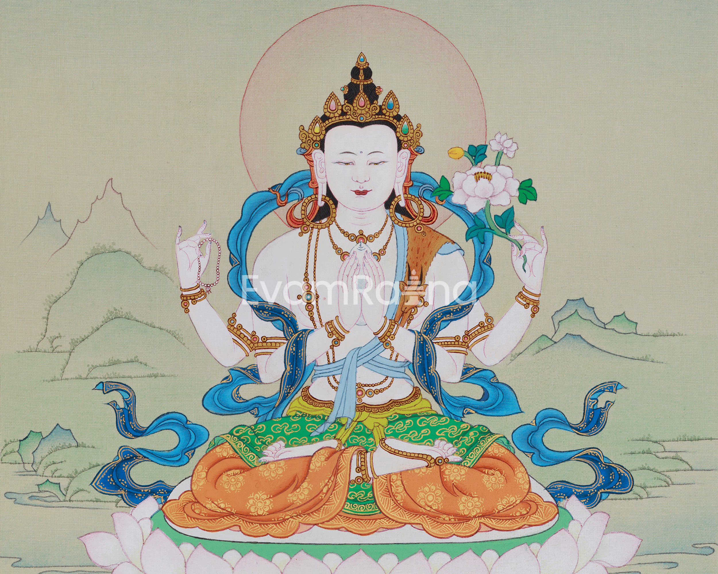 Chenrezig Thangka of Blessings | A Sacred Representation of Compassion