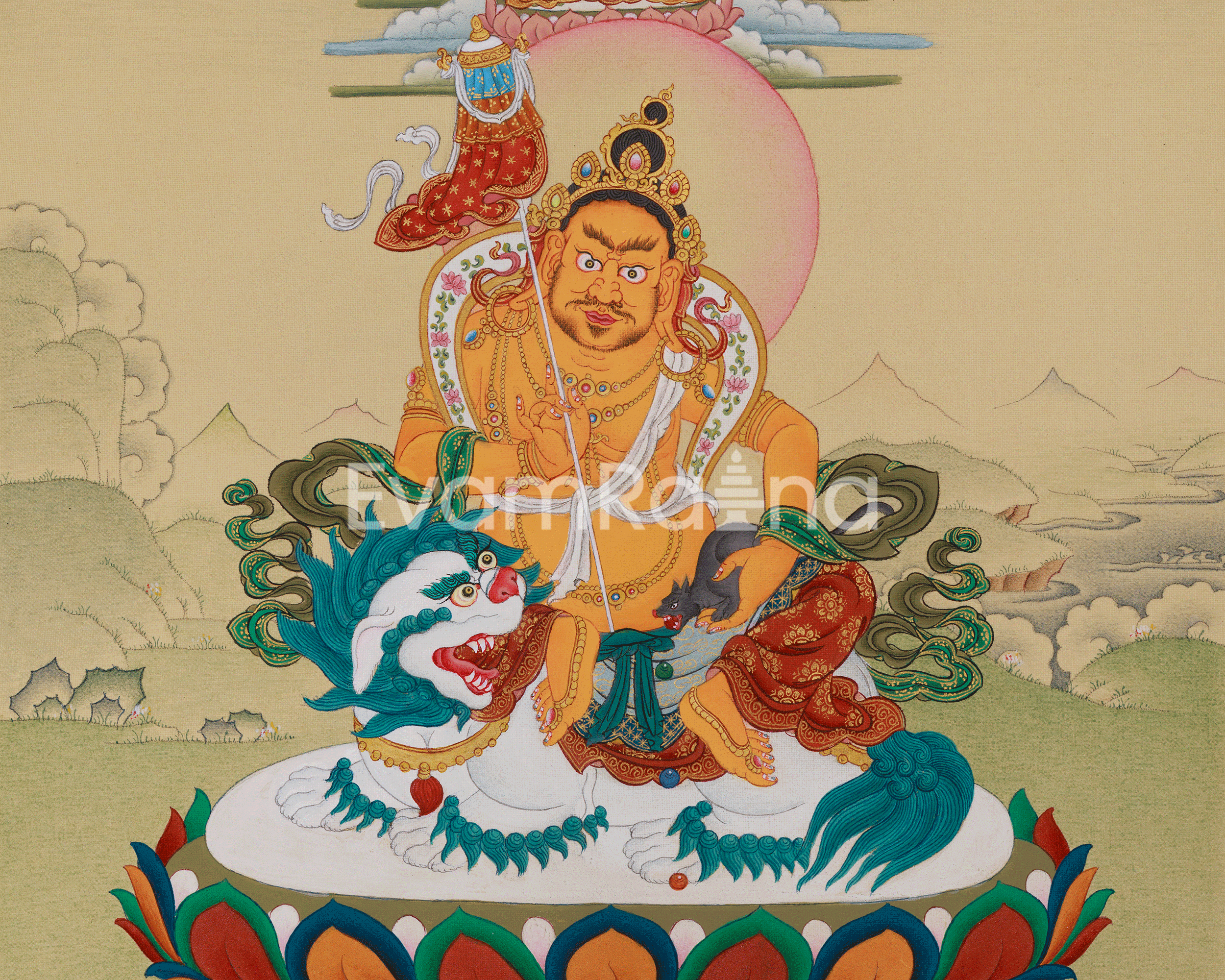 Traditional Thangka of Namtoshe with Ratnasambhava | A Sacred Representation of Abundance