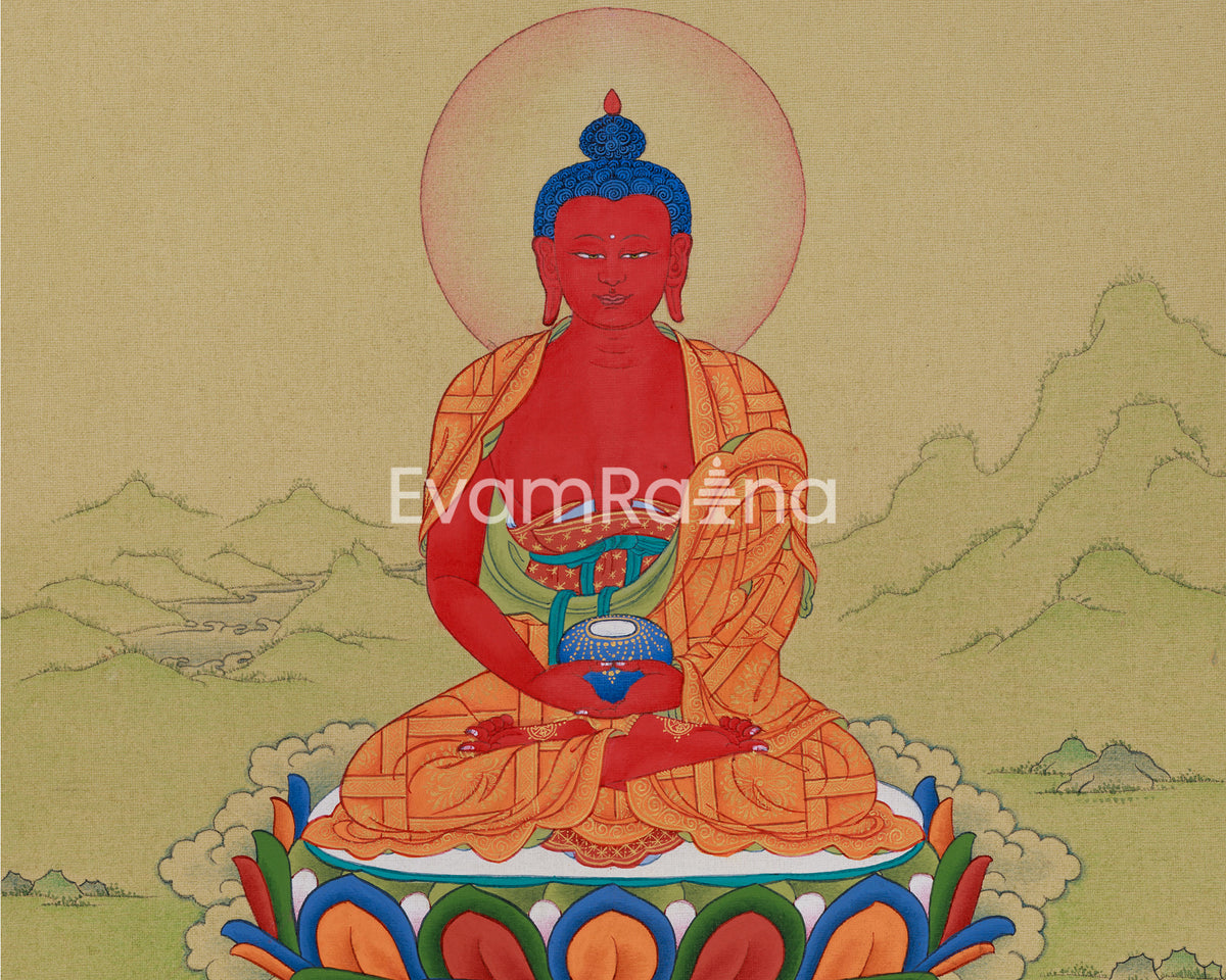 Amitabha Buddha Enlightenment Thangka | Buddha of Infinite Light