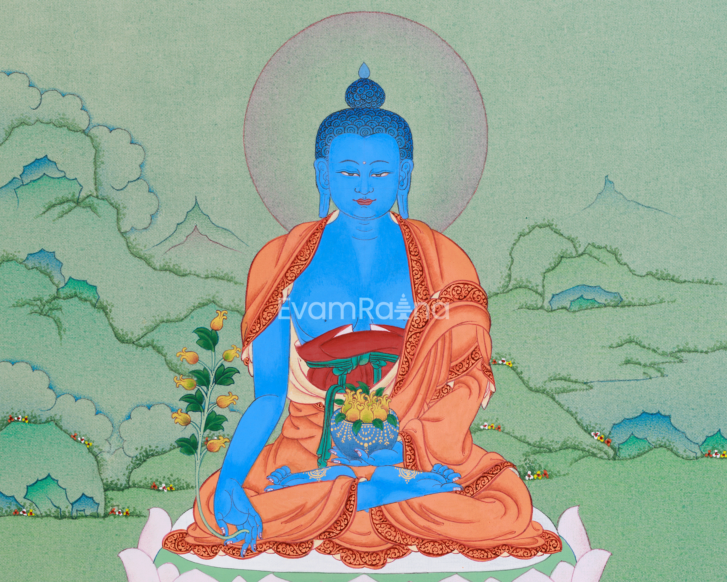 Thangka of Bhaisajyaguru, Healing Buddha | Medicine Buddha of Health