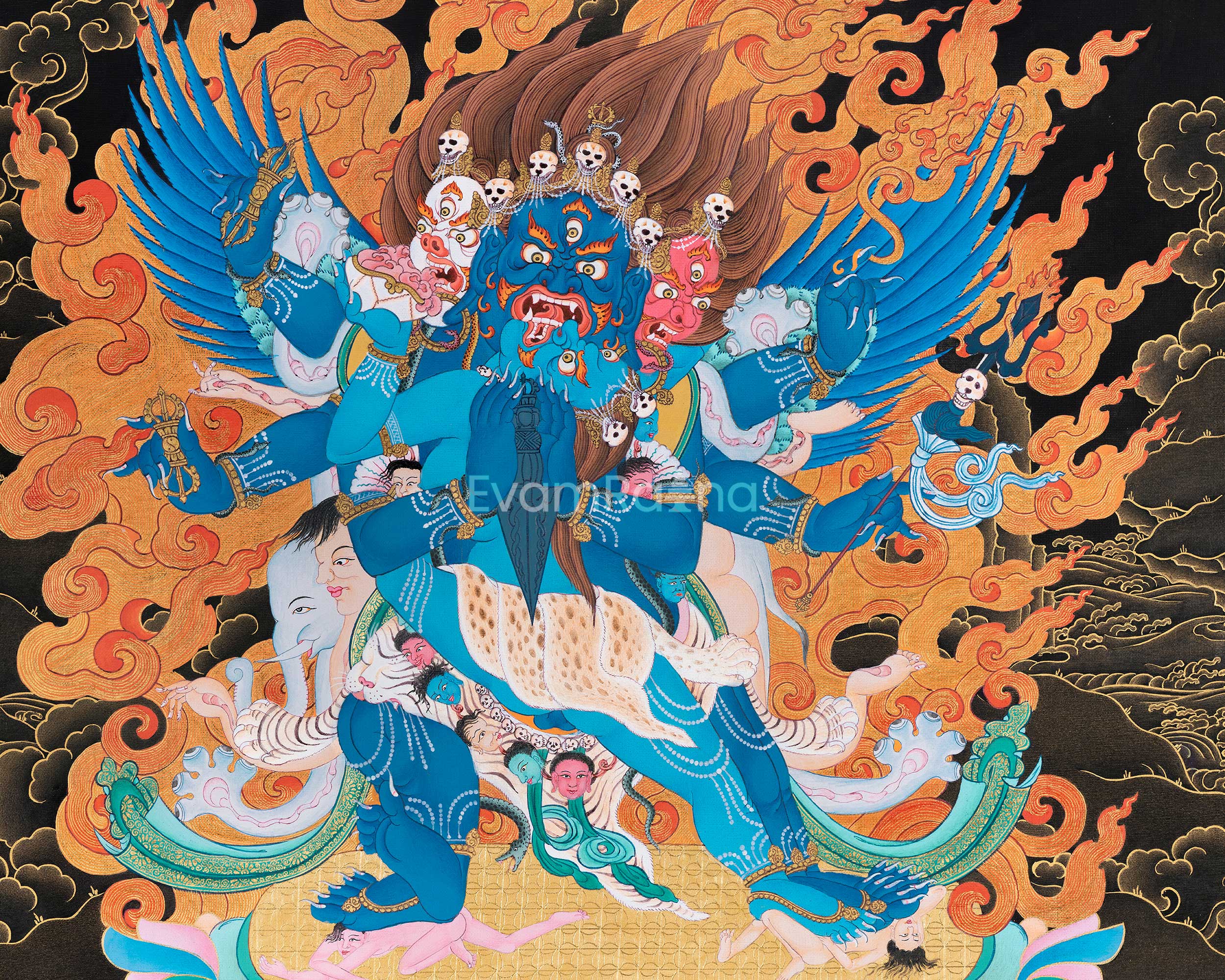 Vajrakilaya with Consort Canvas Print | Fierce Tantric Deity of Transformation