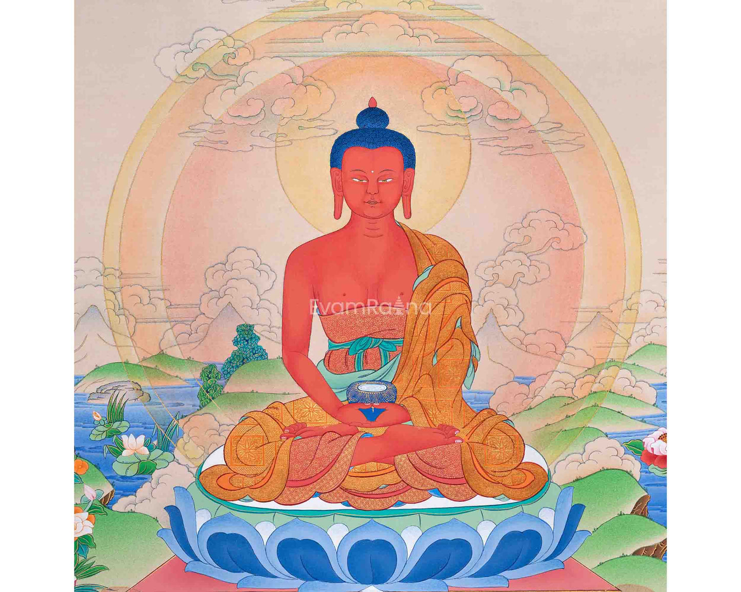 Hand Painted Amitabha Buddha Thangka | A Symbol Of Purity And Enlightenment | Traditional Tibetan Buddhism Art