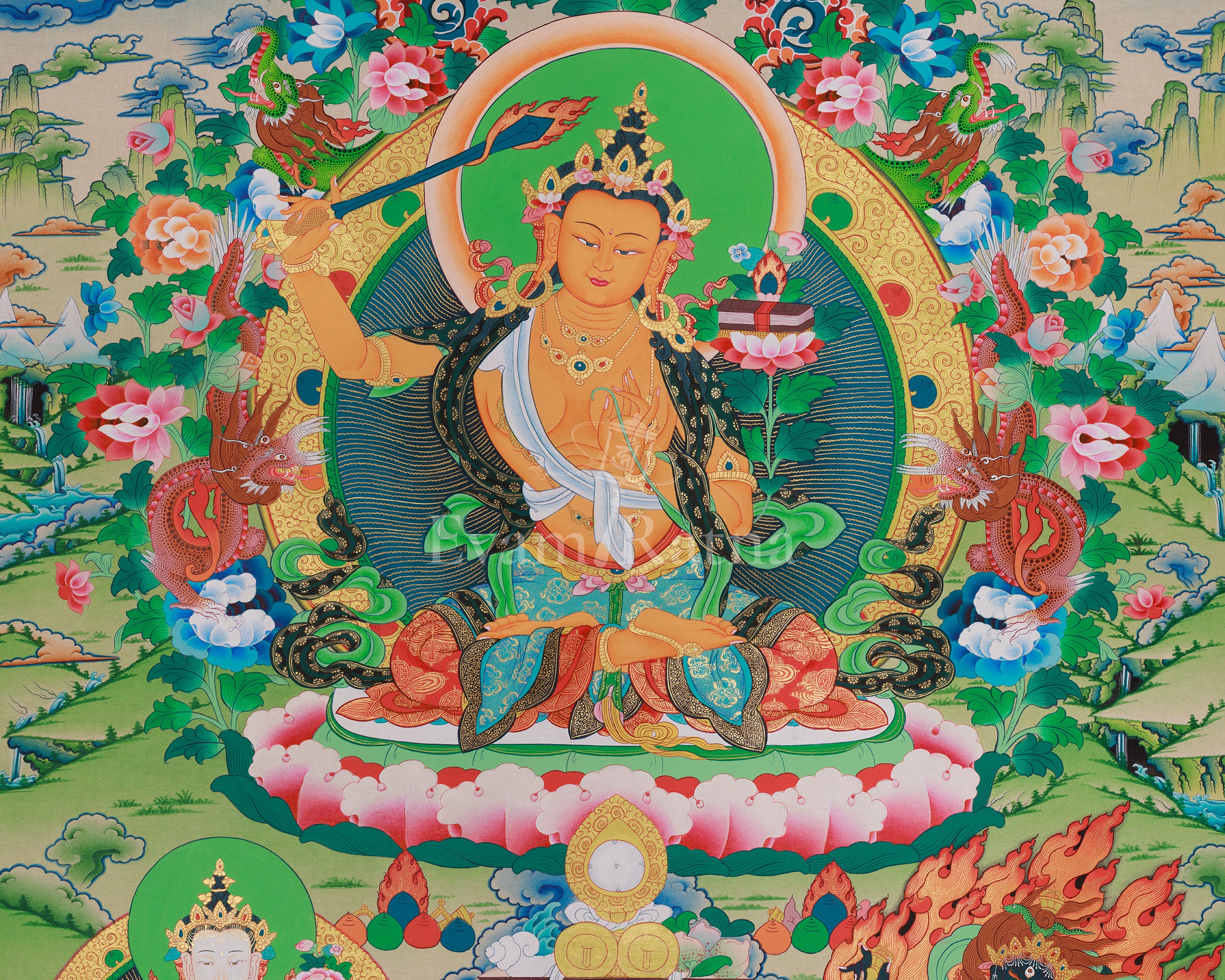 Vajrayana deity Manjushri Art | Bodhisattva of Transcendent Wisdom