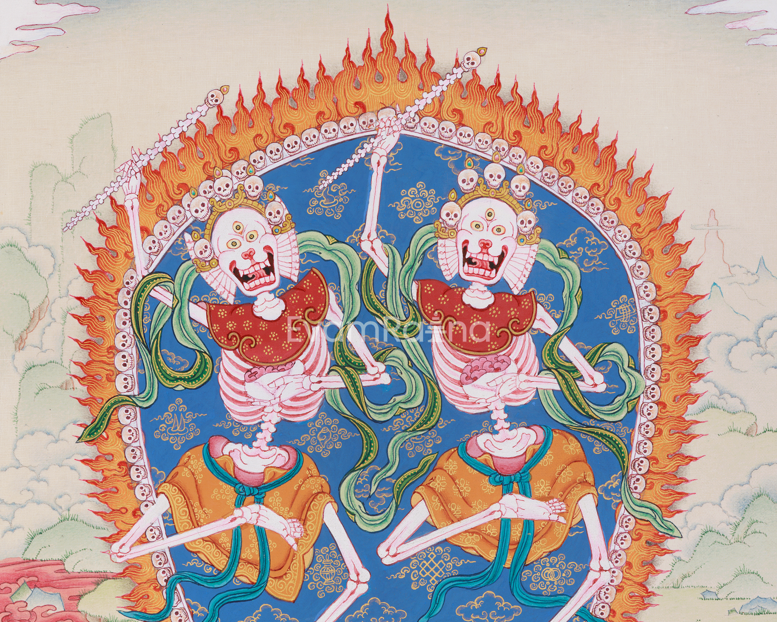 Chitipati Thangka Painting | Lord of the Cemetery