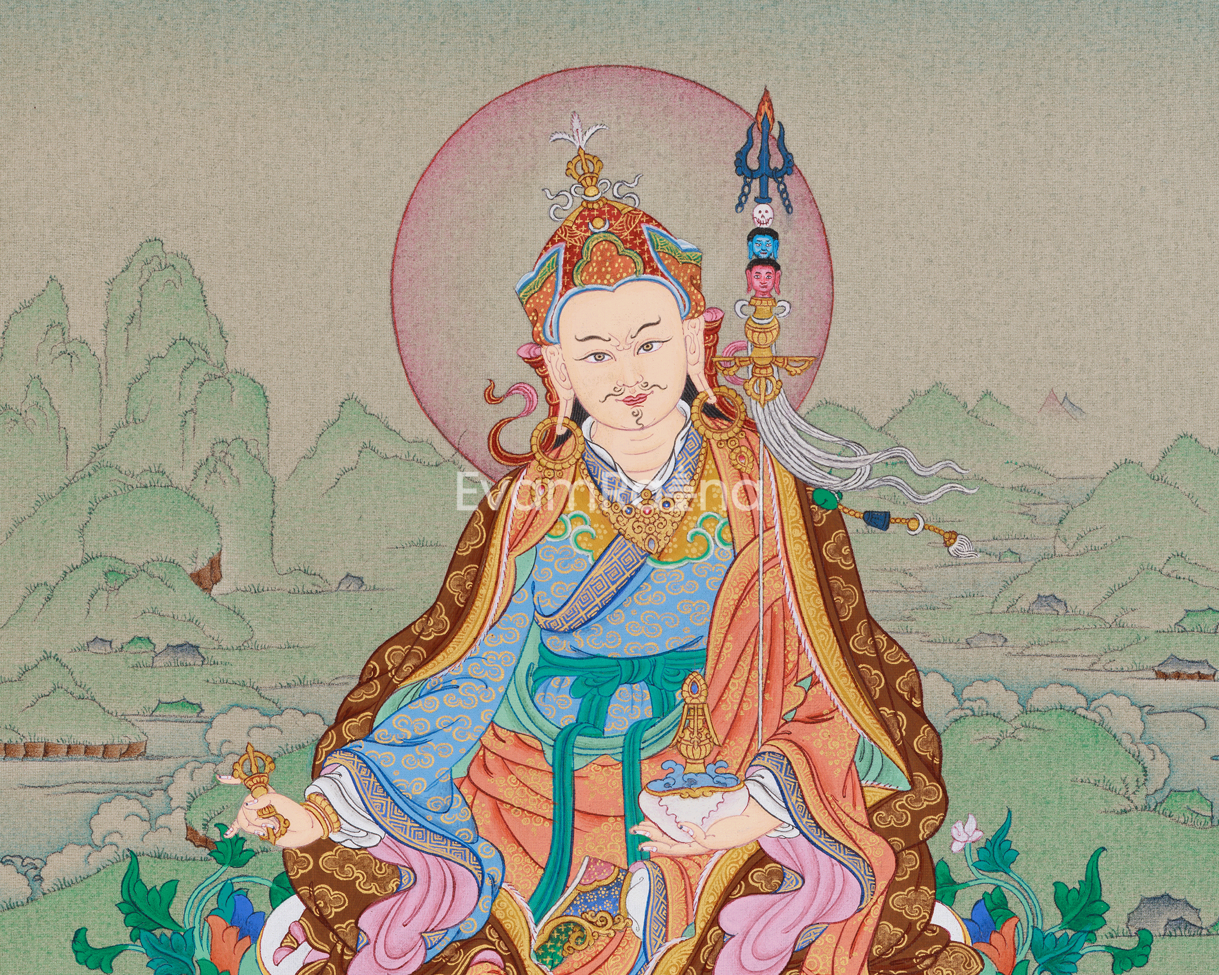 Traditional Guru Rinpoche Artwork | Buddhist Thangka of Padmasambhava