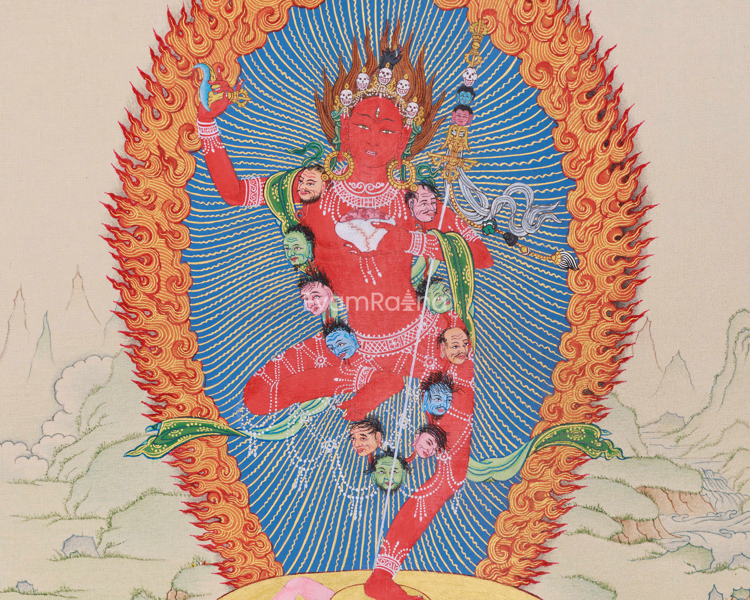 Hand-Painted Wrathful Vajravarahi Thangka | The Powerful Goddess of Transformation