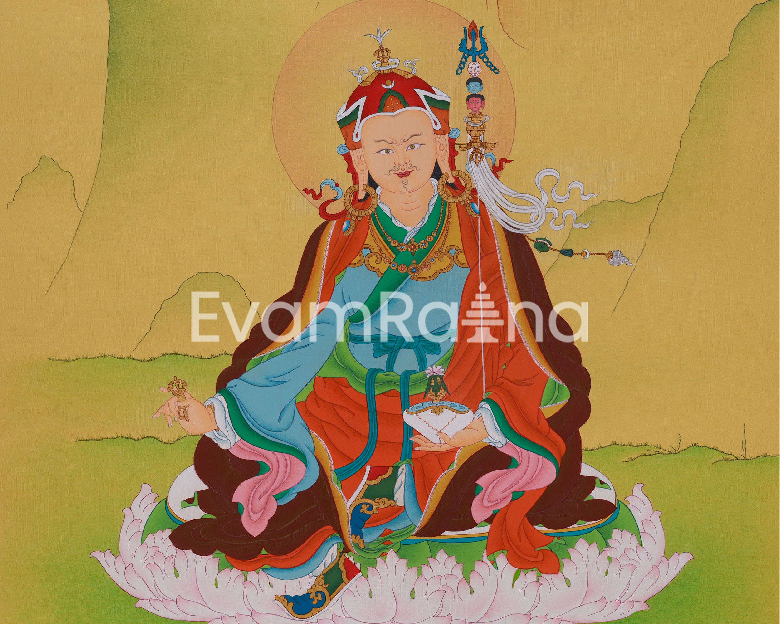Divine Thangka of Guru Rinpoche | Tibetan Guru Art