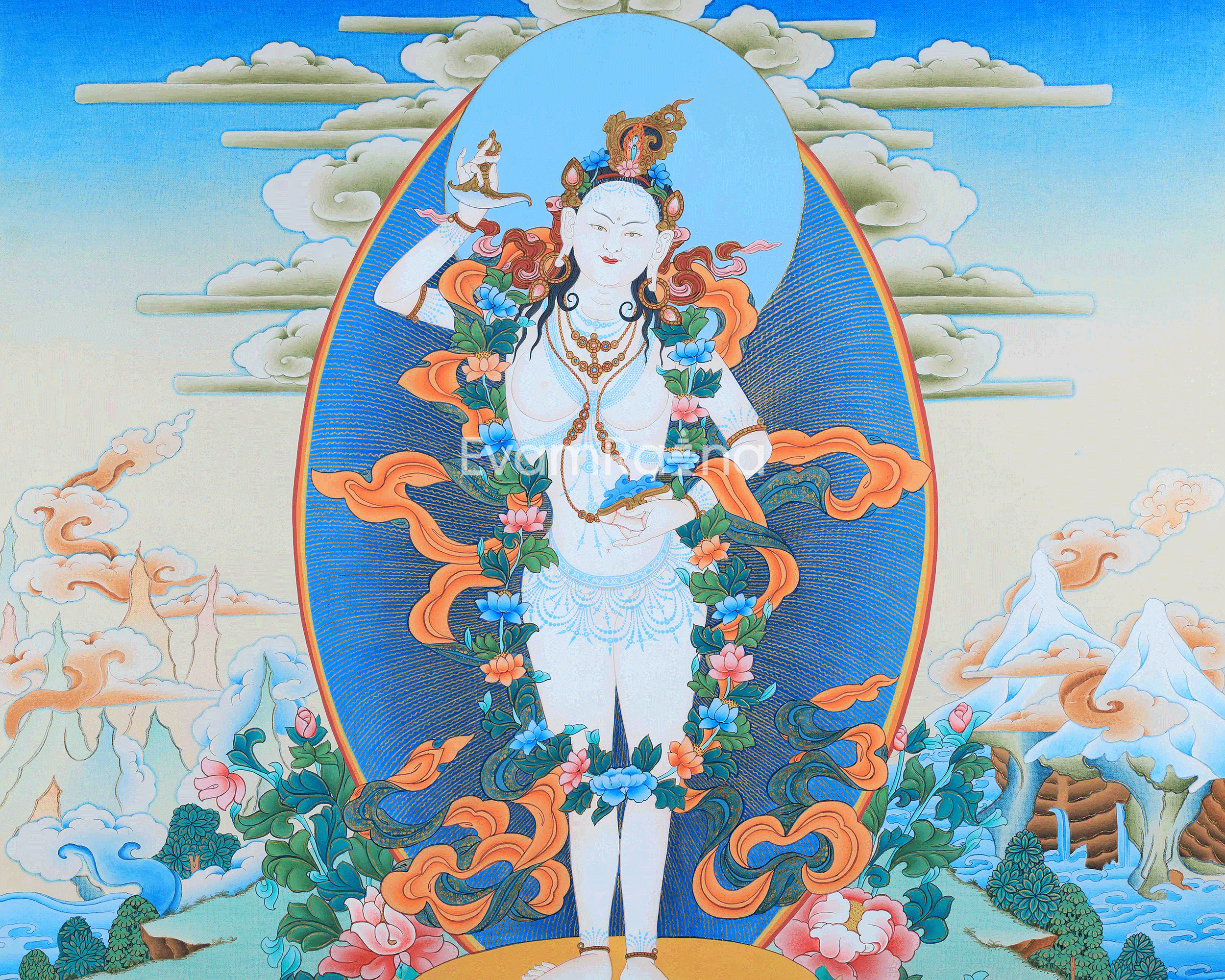 Standing Yeshe Tsogyal Print | Tibetan Yogini and Enlightened Consort of Guru Rinpoche
