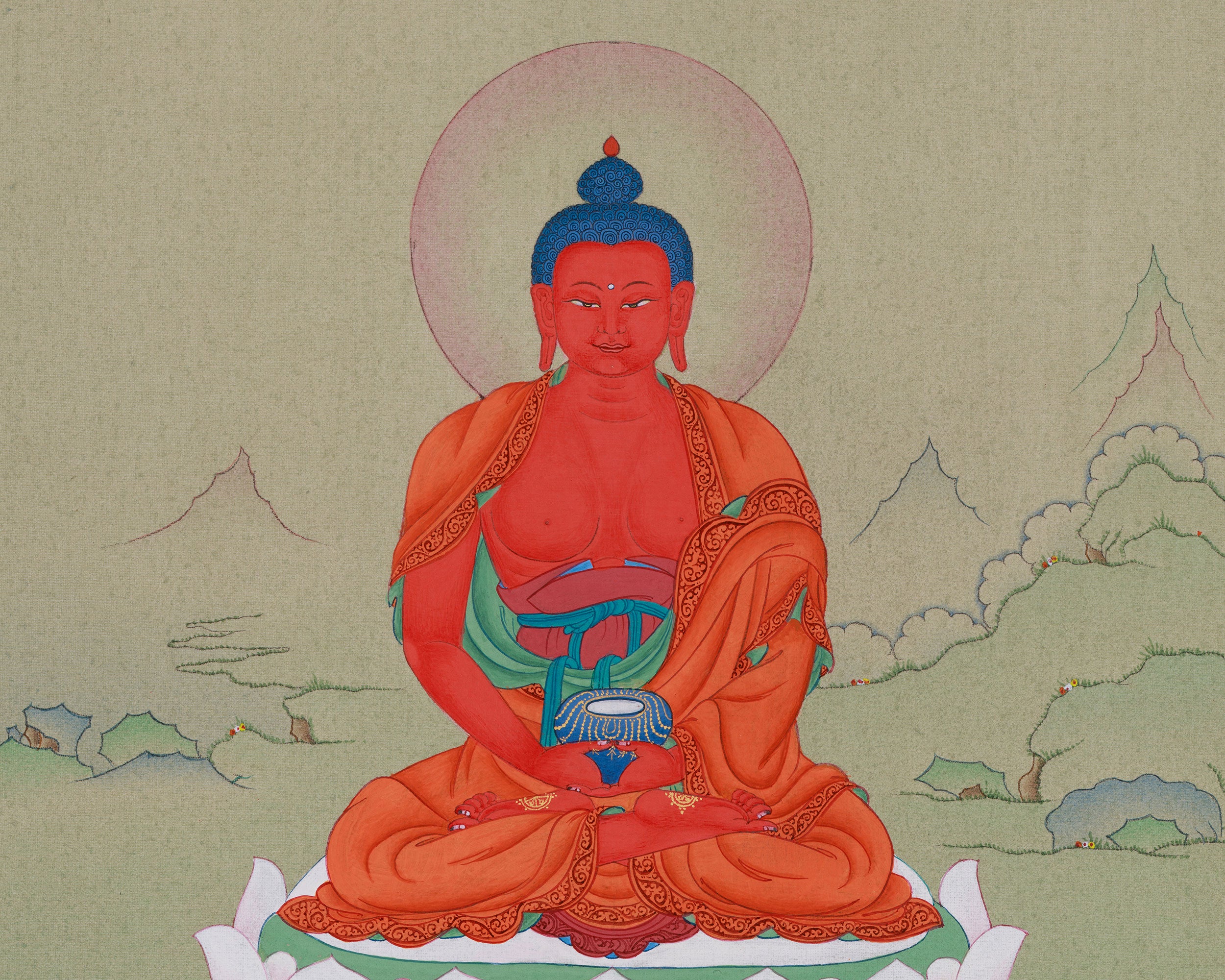 Traditional Amida Buddha Thangka | The Buddha of Boundless Light