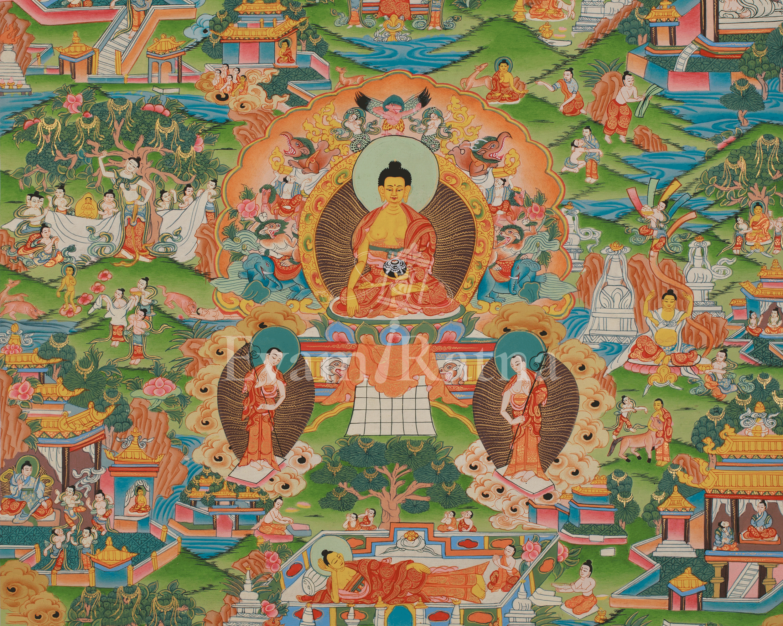 Shakyamuni Buddha Life History thangka | Siddhartha Gautama