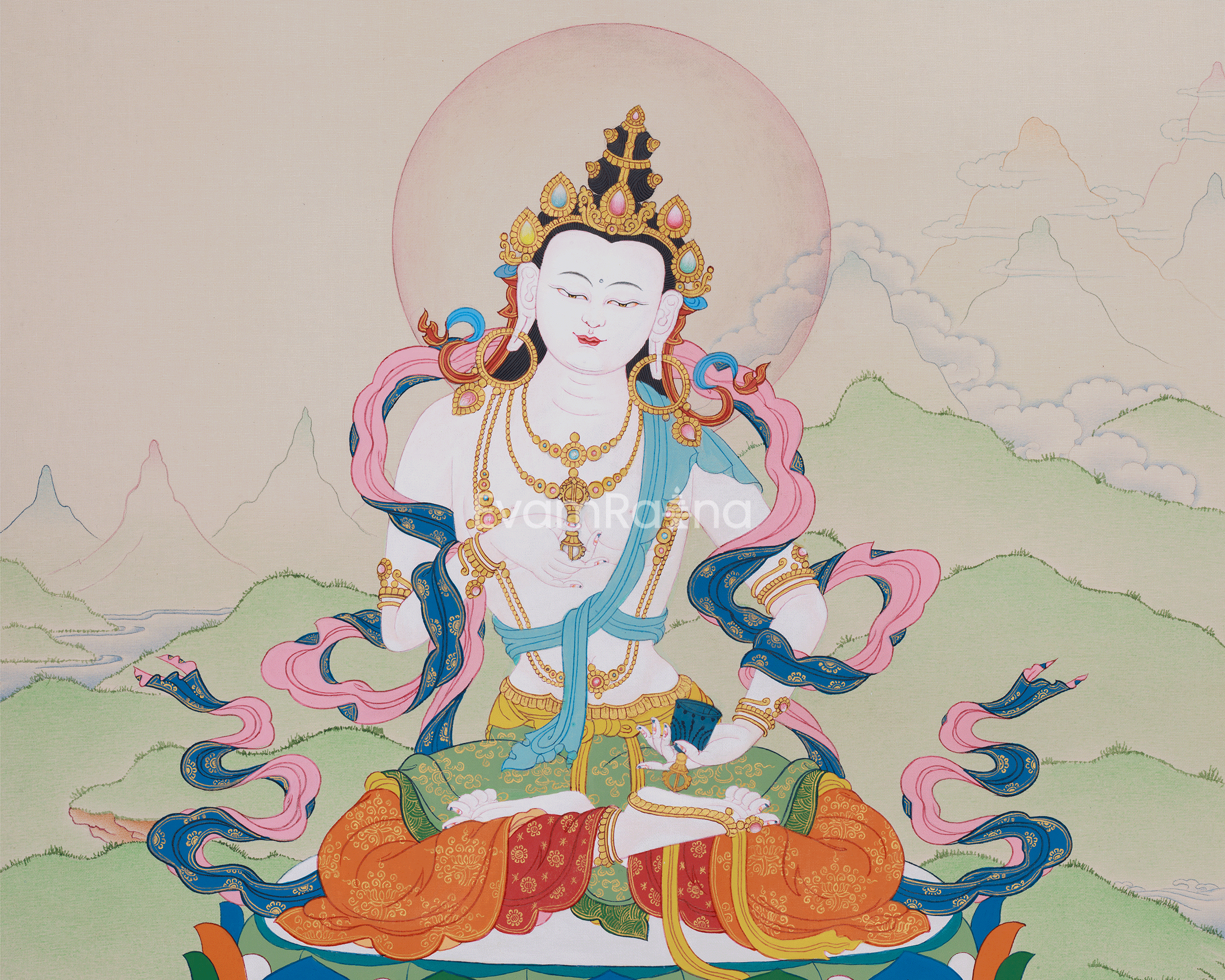 Traditional Dorje Sempa Painting | The Vajrasattva Deity of Purity and Transformation