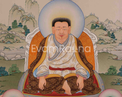 Guru Marpa, Milarepa, and Je Tsongkhapa Thangka | Tibetan Buddhist Masters Artwork