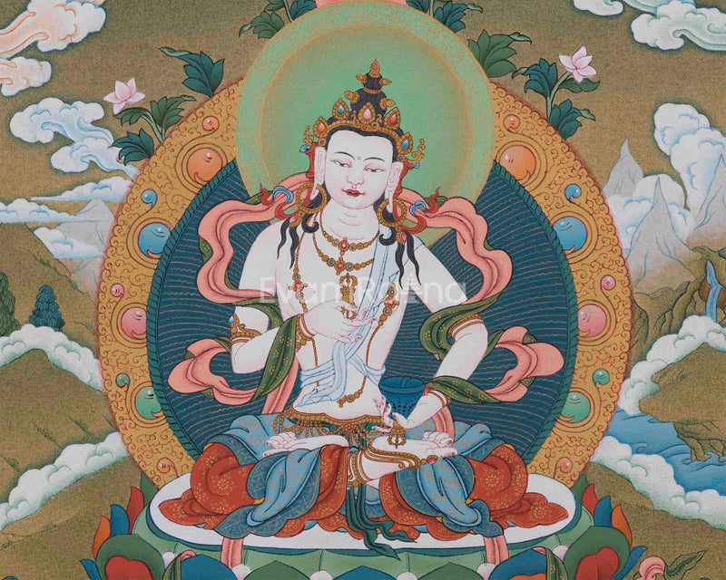 Sacred Vajrasattva Thangka | Traditional Dorje Sempa | For Spiritual Awakening Art