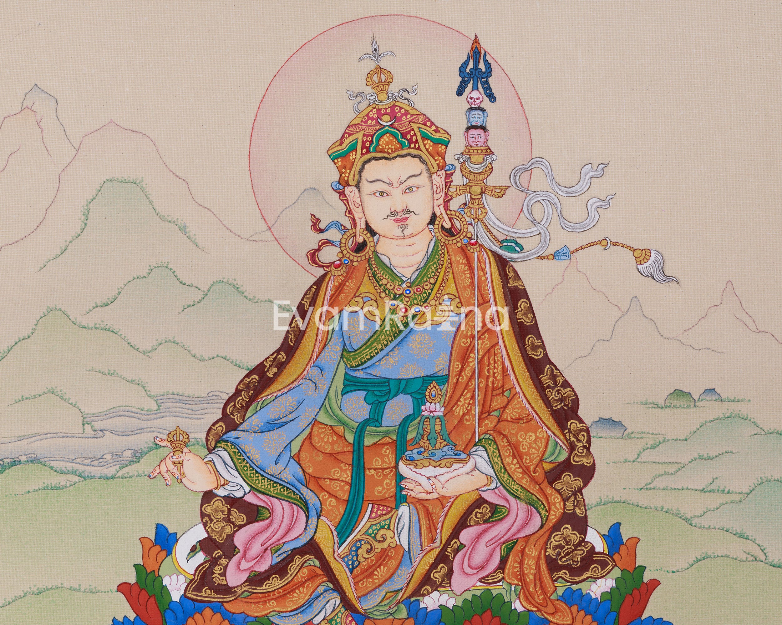 Himalayan Thangka of Guru Rinpoche | Spiritual Teacher