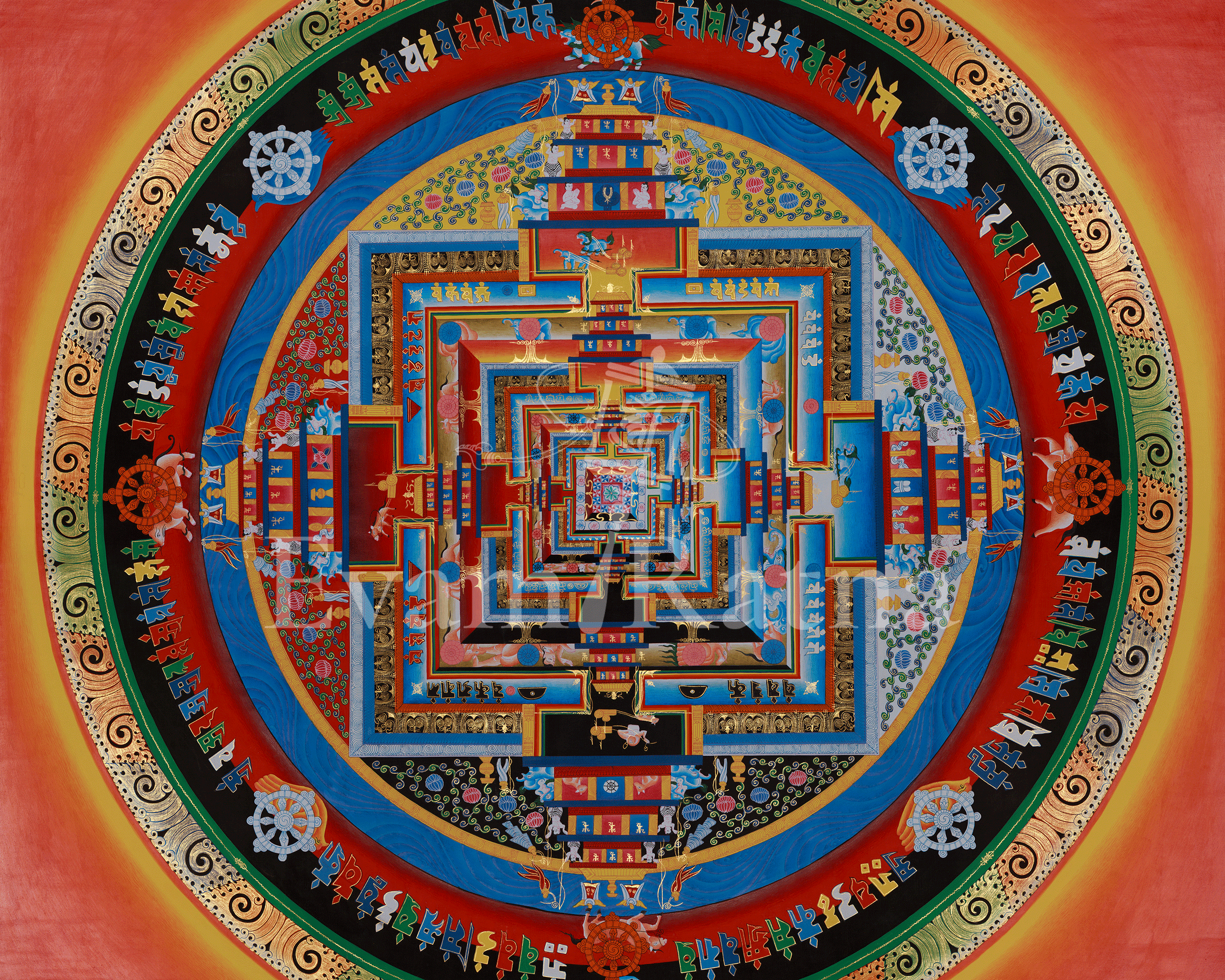 Spiritual Kalachakra Mandala Art | Sacred Geometry Painting | Hand Painted Himalayan Meditation Altar