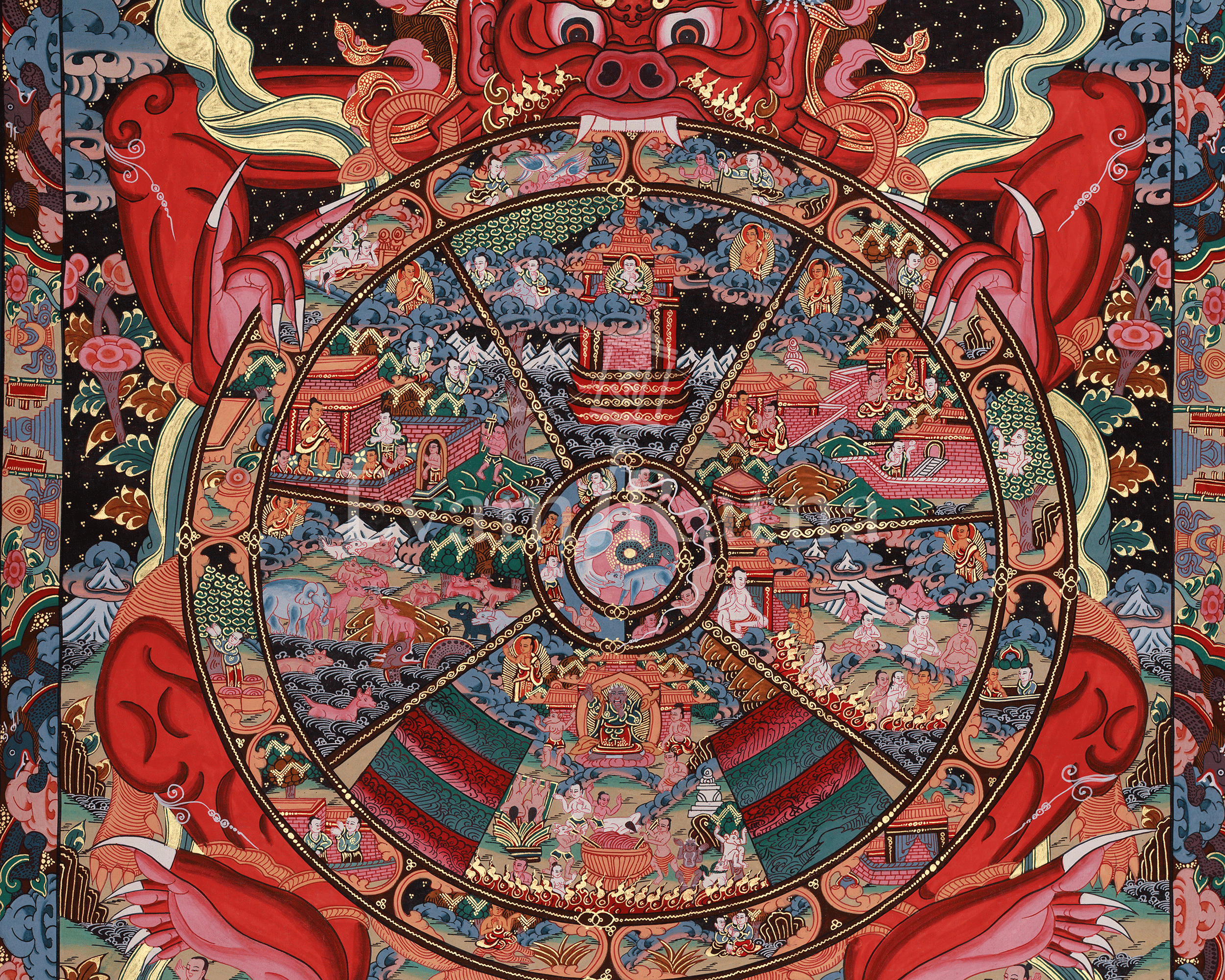 Tibetan Thangka of the Wheel of Life | Sacred Artwork