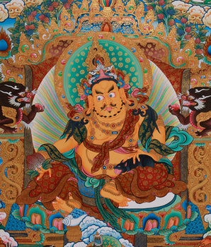 Dzambhala Wealth Deity Thangka | Sacred Hand-Painted Tibetan Art for Abundance