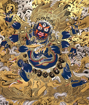 Fierce Guardian Mahakala | Pure Silver & Gold Embellishments | The Ultimate Protector of the Dharma