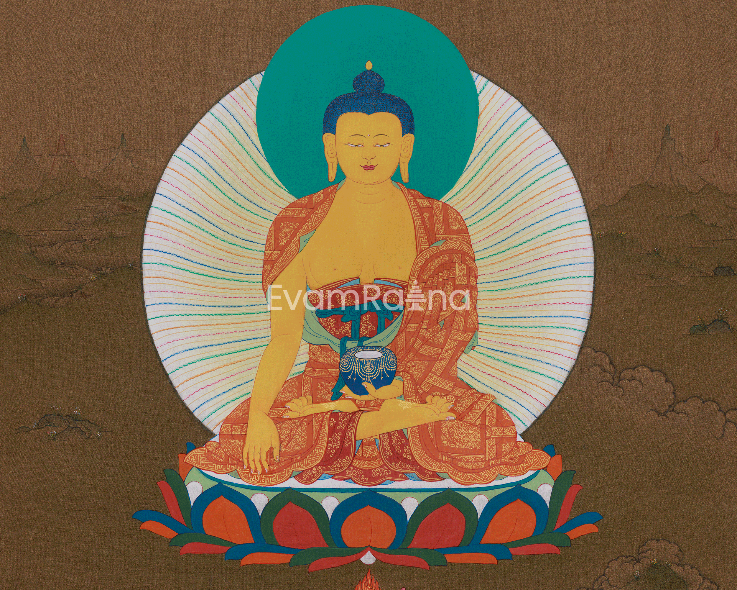 Shakyamuni Buddha Spiritual Art | Enlightenment and Dharma Teaching