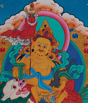 Wealth Deity Dzambhala And Namtose Thangka | Lord Kubera | Hand-Painted Tibetan Arts