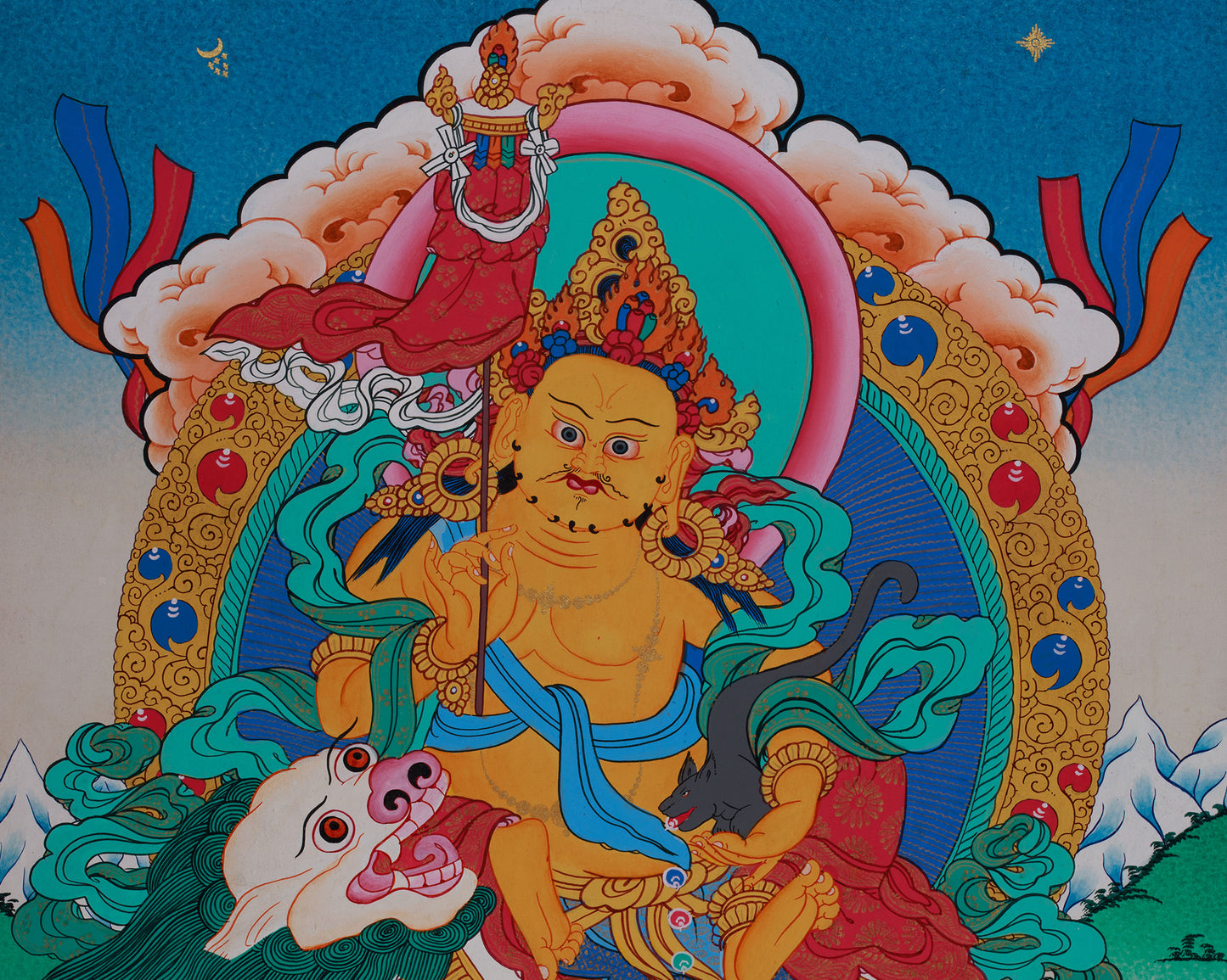 Wealth Deity Dzambhala And Namtose Thangka | Lord Kubera | Hand-Painted Tibetan Arts