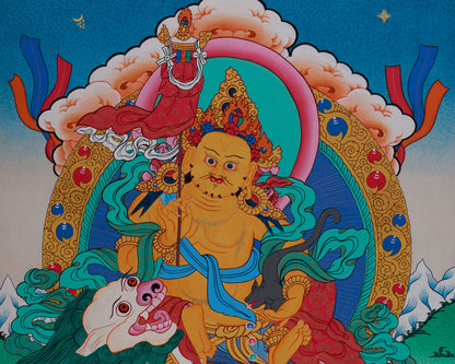 Wealth Deity Dzambhala And Namtose Thangka | Lord Kubera | Hand-Painted Tibetan Arts