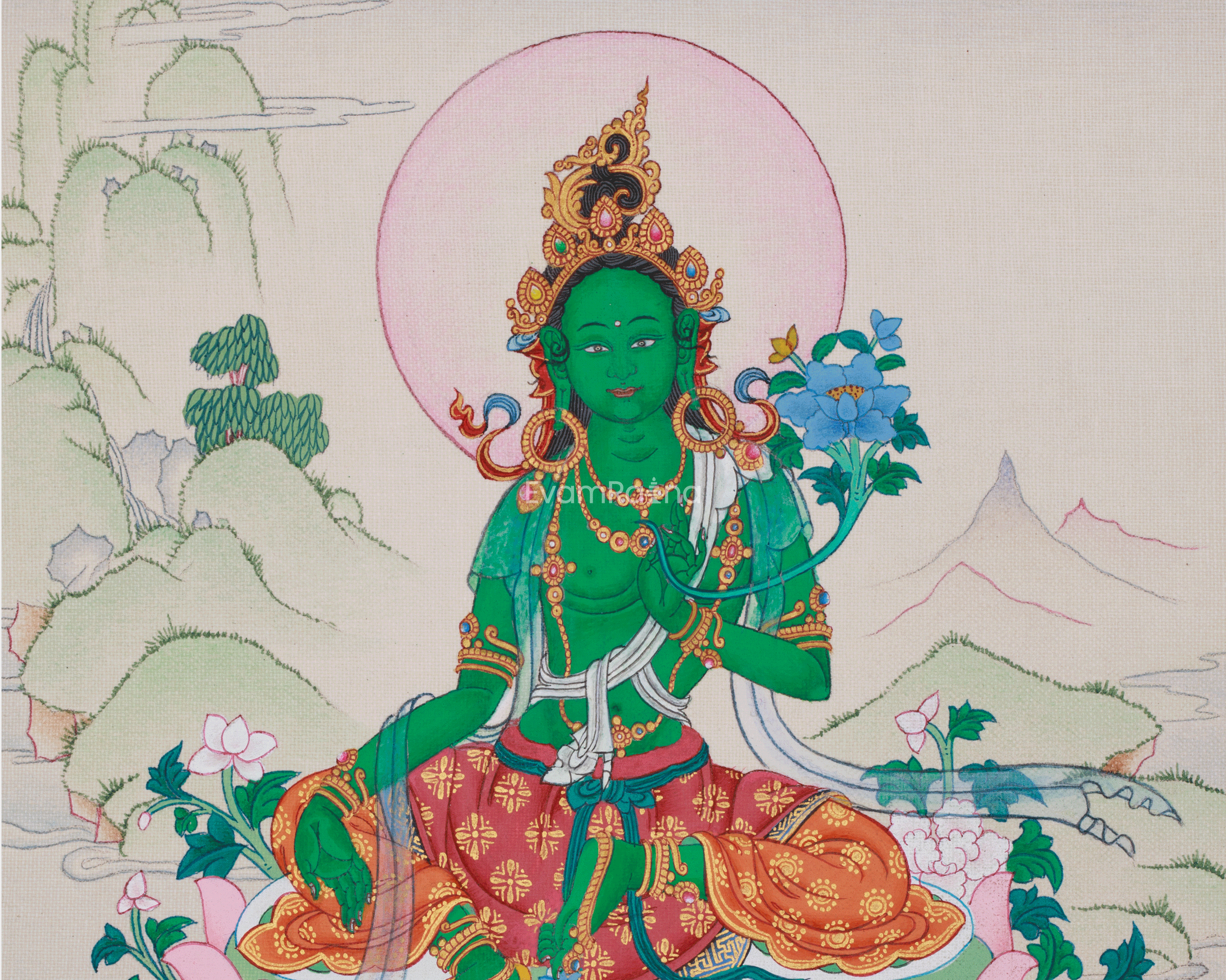Original Goddess Shyama Tara Thangka | Green Tara, Mother of Liberation