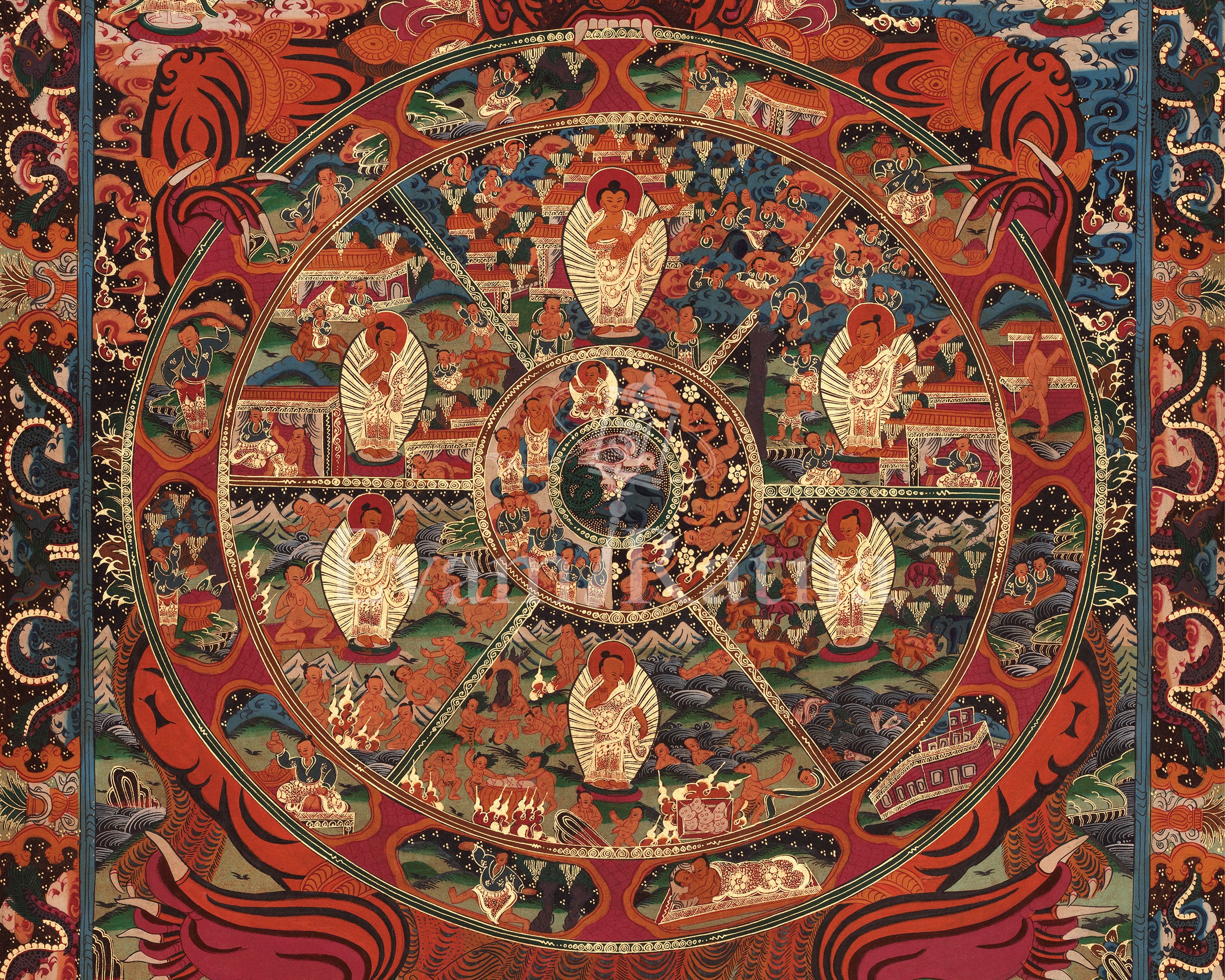 Himalayan Wheel of Life Artwork | Samsara and Enlightened Wisdom