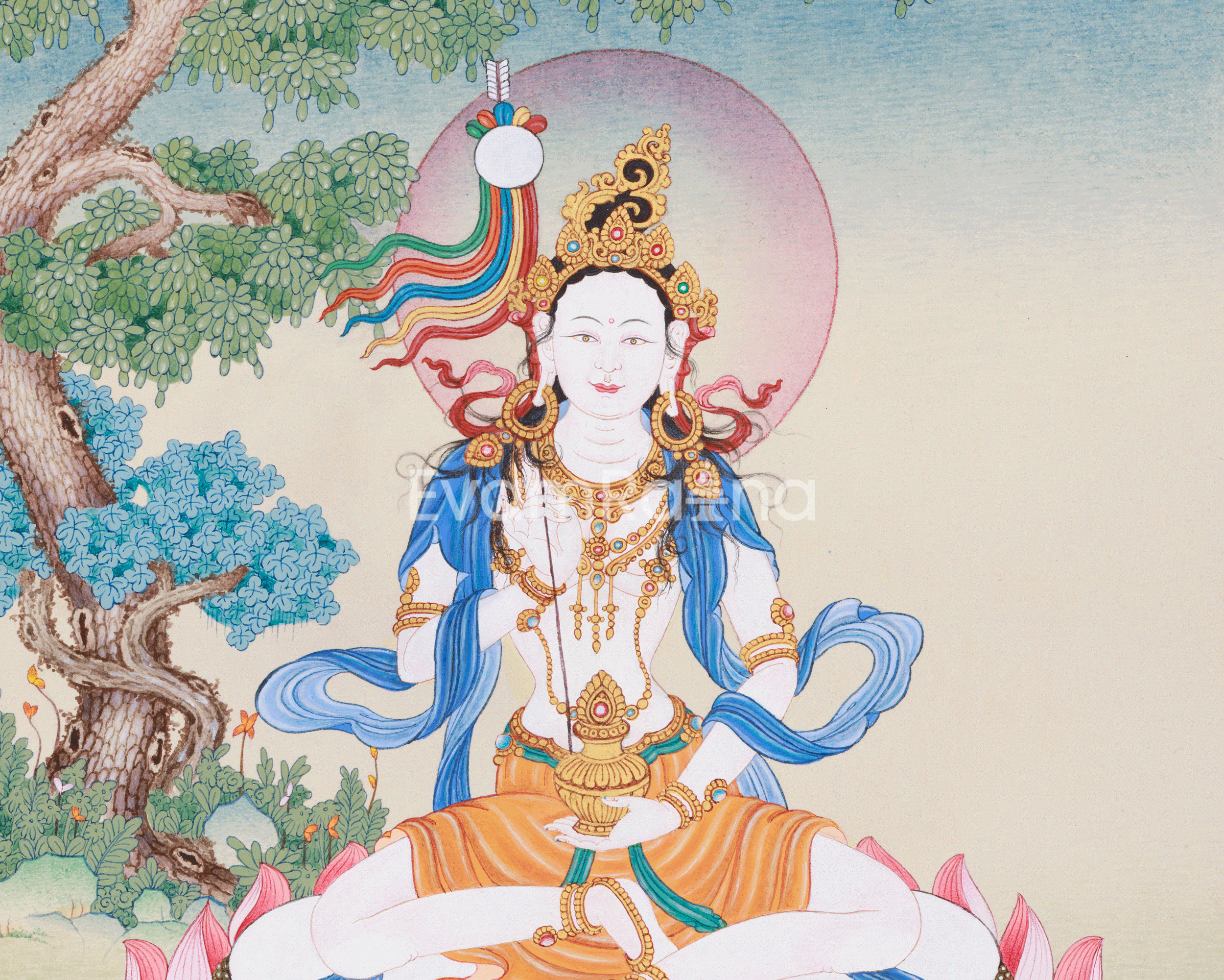 3D Stone Rinpoche Consort, Mandarva Thangka | Tibetan Wisdom Dakini