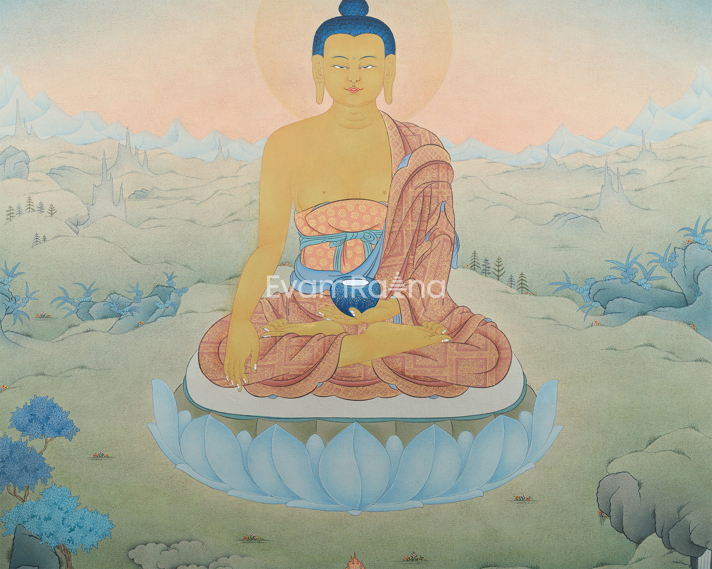 Shakyamuni Buddha High-Quality Giclee Print | Vibrant Buddha Canvas Print | Religious Fine Art