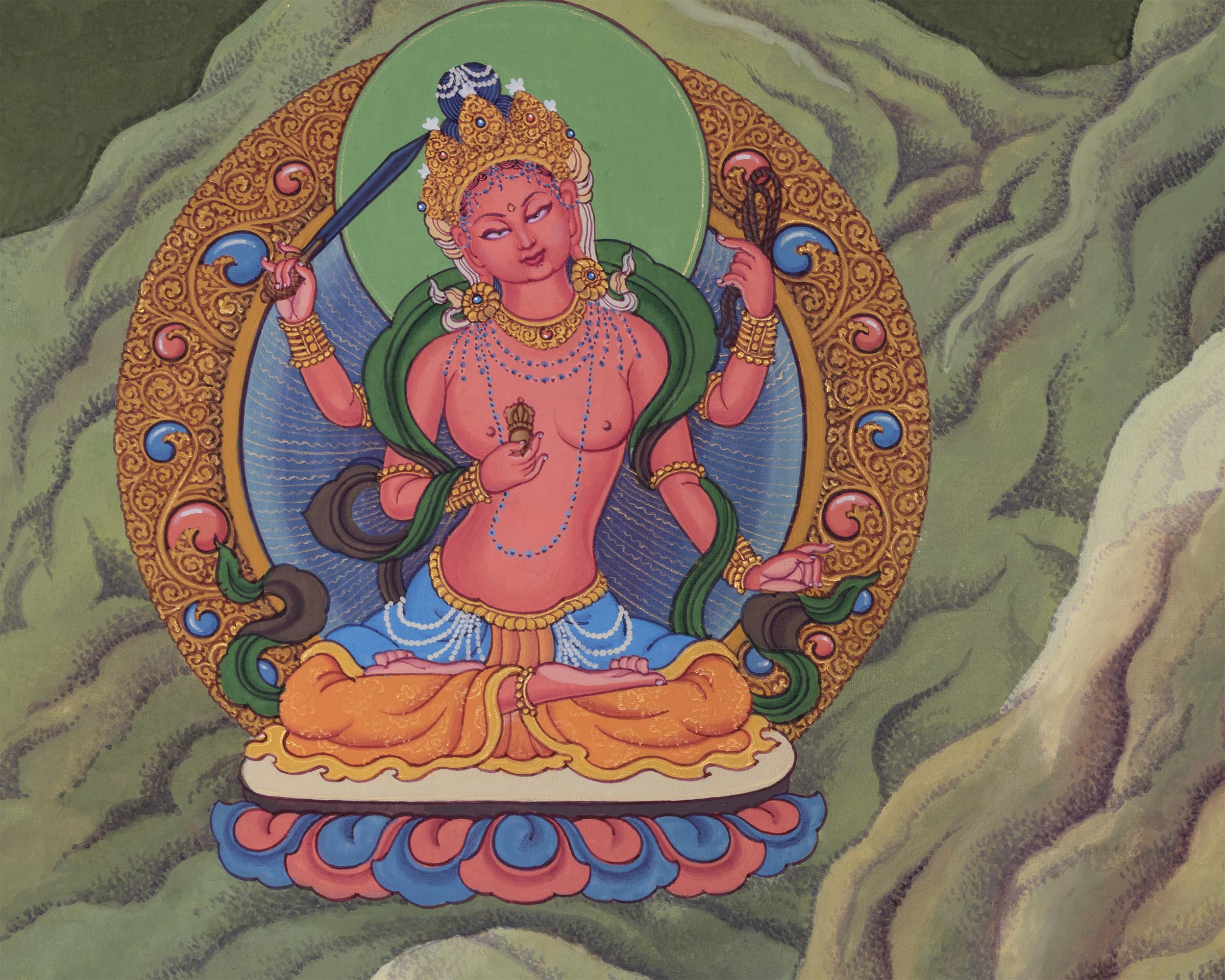 Mother Tara Traditional Thangka Print | The Female Buddha Depiction On A Newari Poster