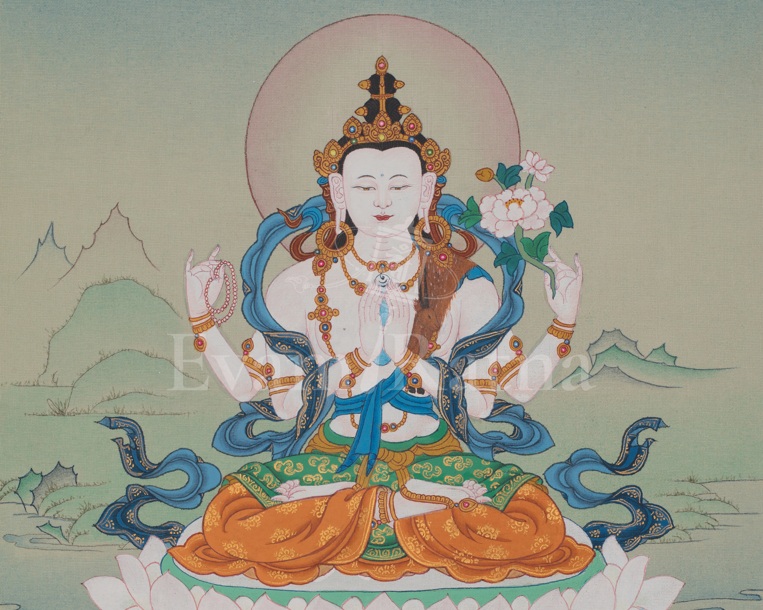 Chenrezig Sacred Buddhist Art | Compassion Buddha | Peaceful Bodhisattva Deity