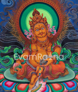 The God Of Wealth, Jambhala Thangka Print | High-Quality Pauba Canvas Print Of Buddhist Wealth Deity
