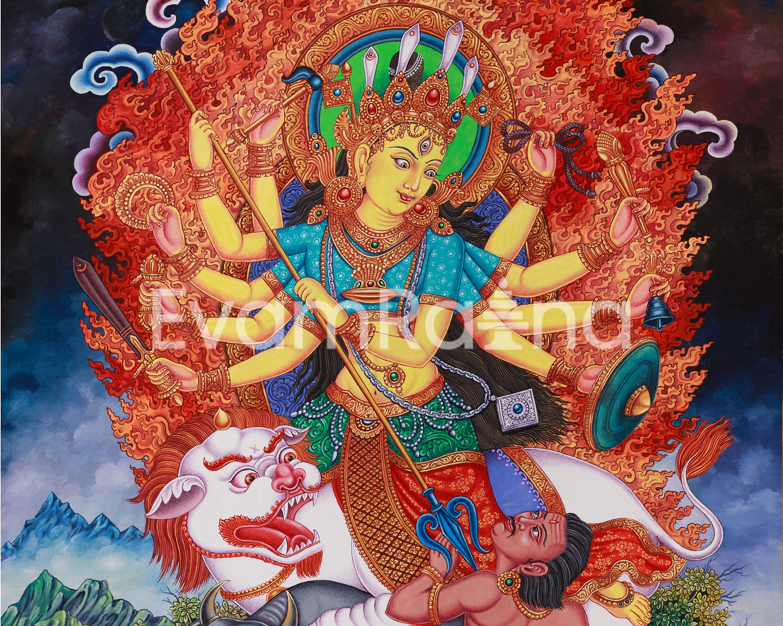 Hindu Goddess Bhagwati Digital Print | Epitome of Strength and Grace