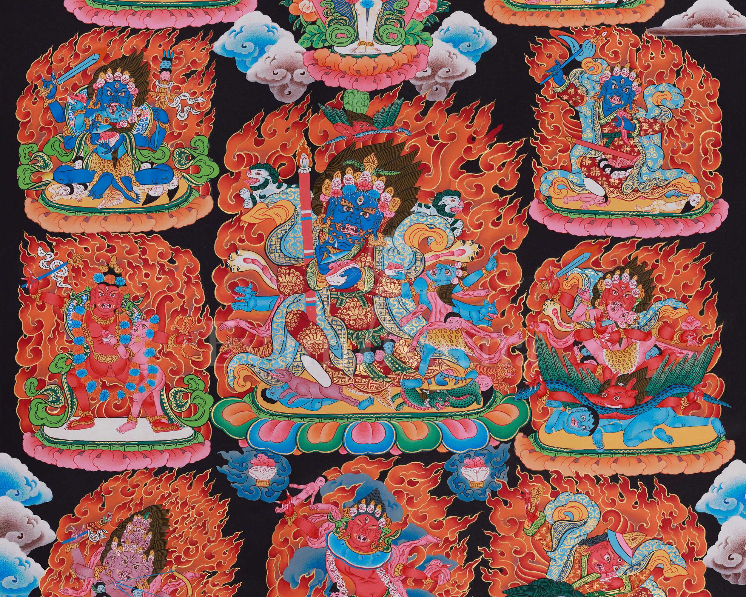 Nyingma Mahakala Thangka | The Wrathful Protector and Guardians of the Nyingma Tradition