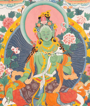 Original Green Tara in Brocade | The Compassionate Goddess of Healing and Protection