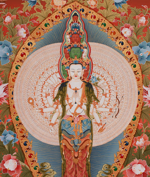 Compassion Buddha of 1000 Hands, Avalokiteshvara Thangka | Compassion & Divine Protection