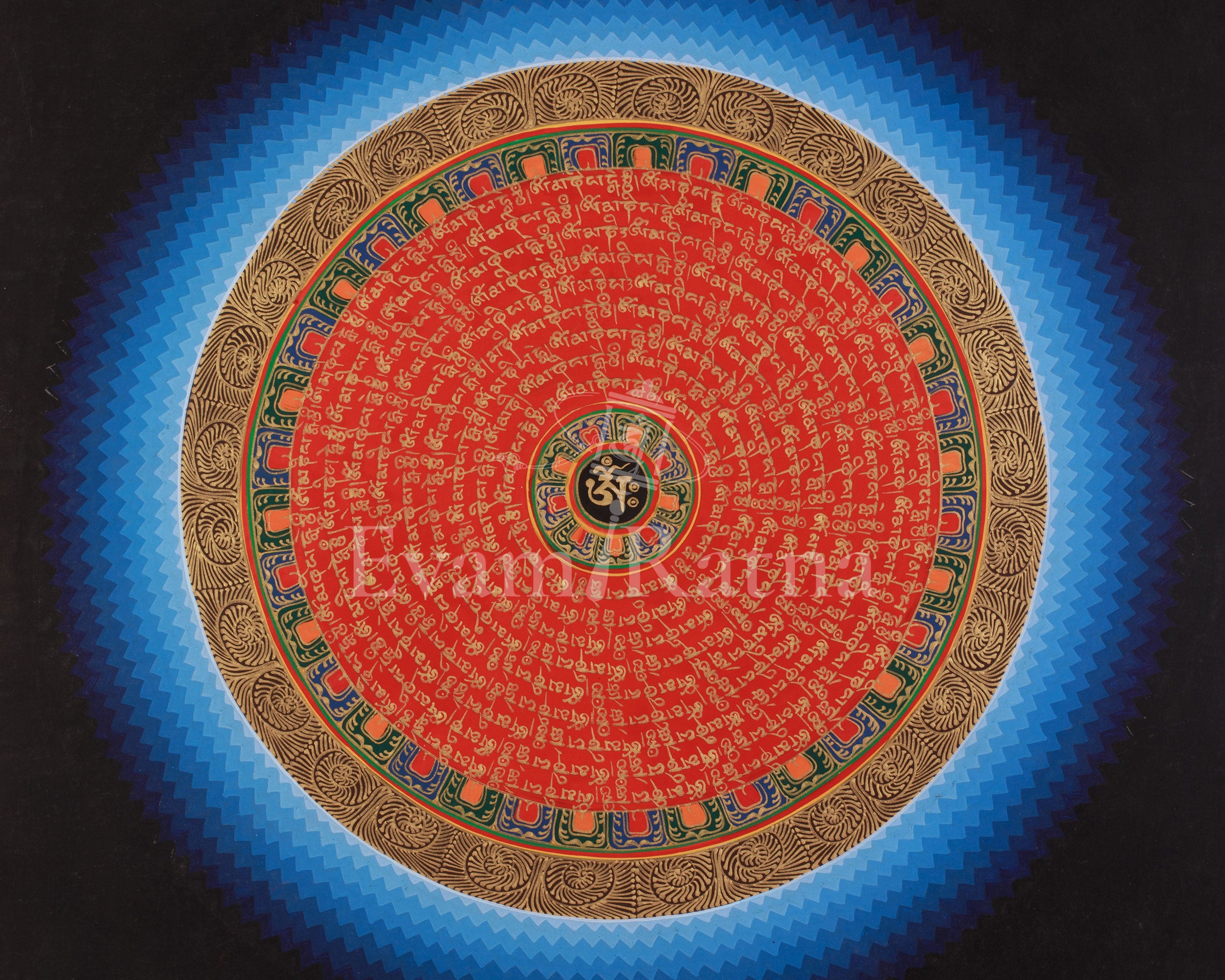 Tibetan Buddhist Mantra Mandala Art | Sacred Hand-Painted Meditation Mandala