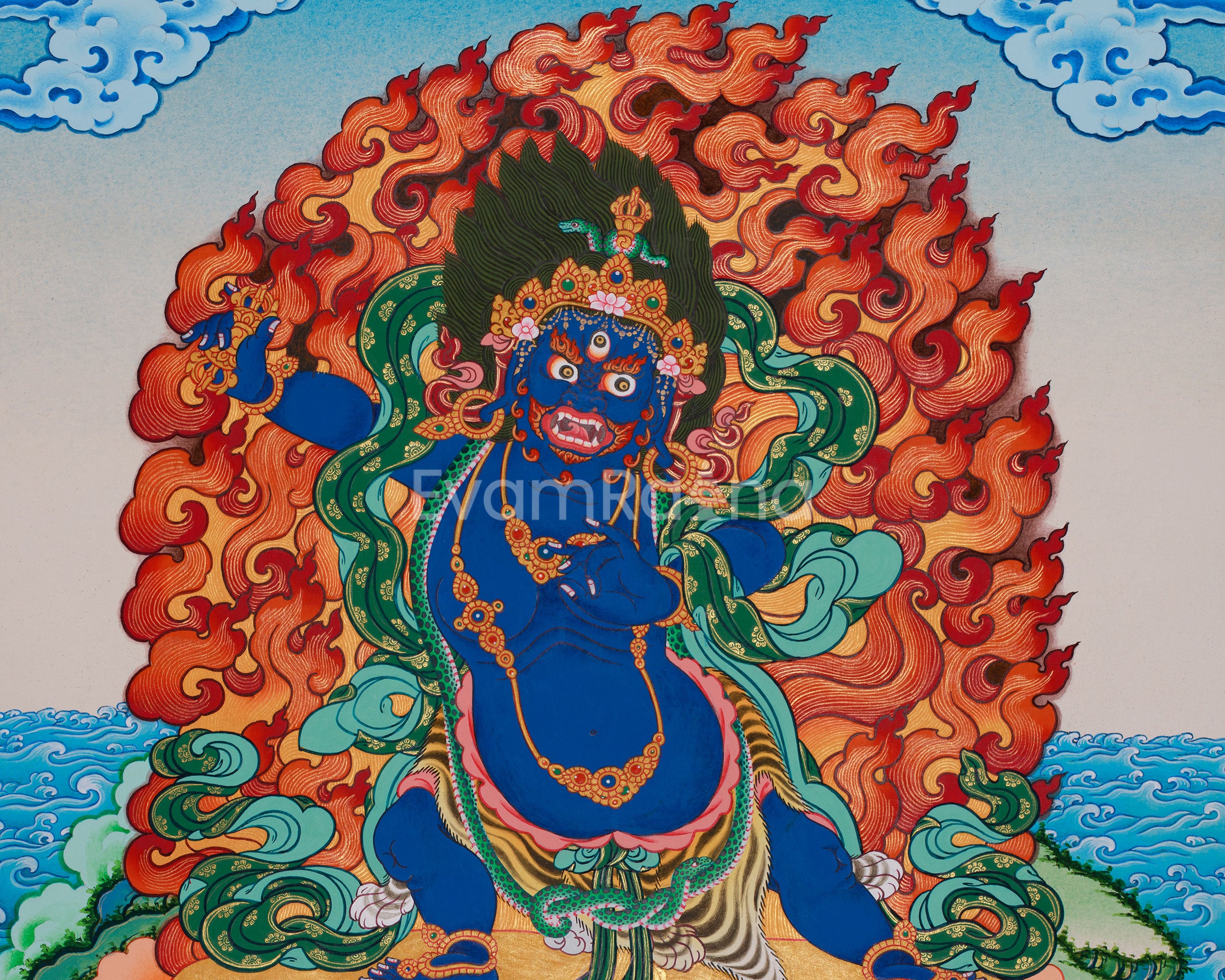 Sacred Tibetan Vajrapani | Fierce Deity of Power and Protection