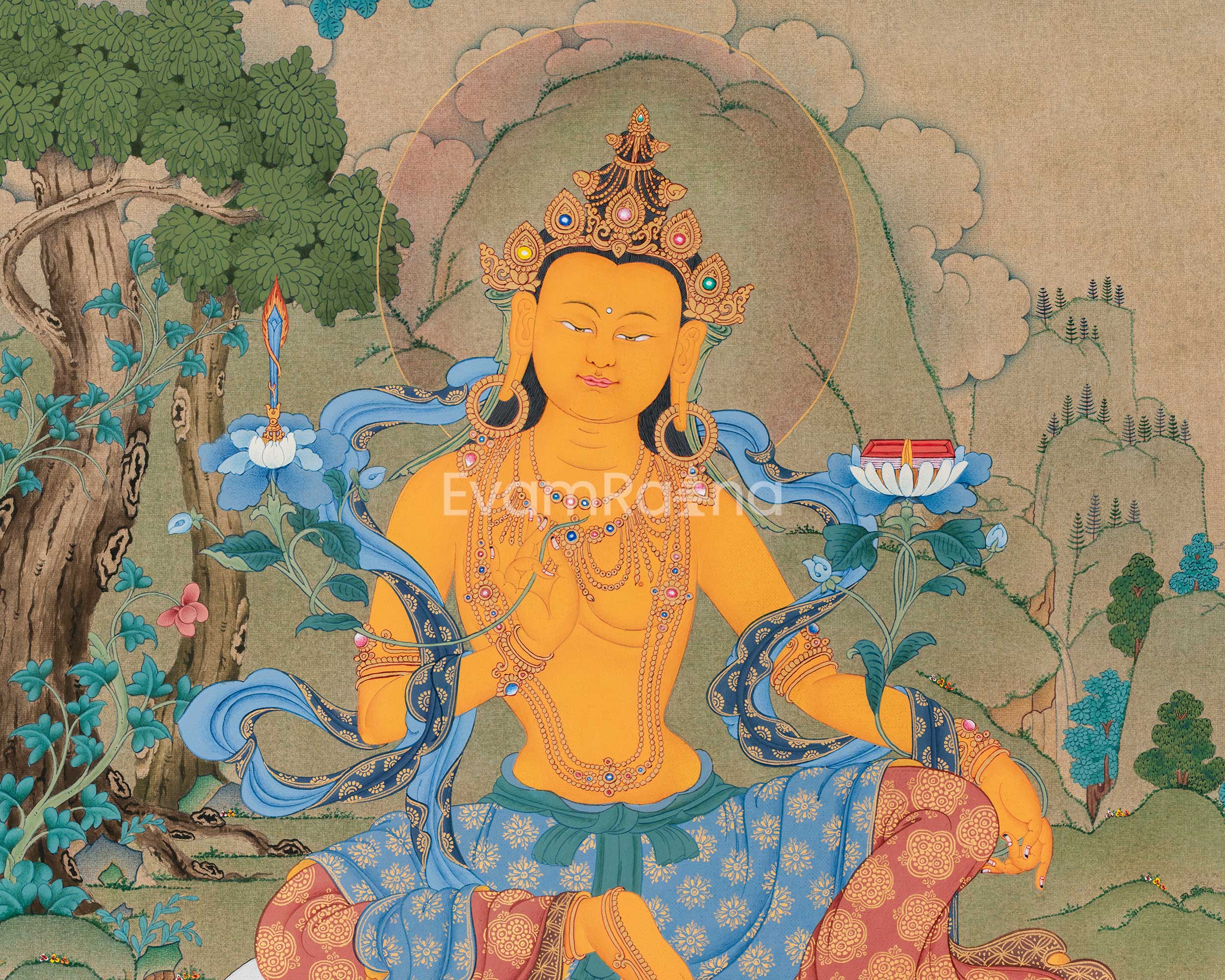 Tibetan Bodhisattva Manjushri Print | Buddhist Deity of Wisdom and Enlightenment